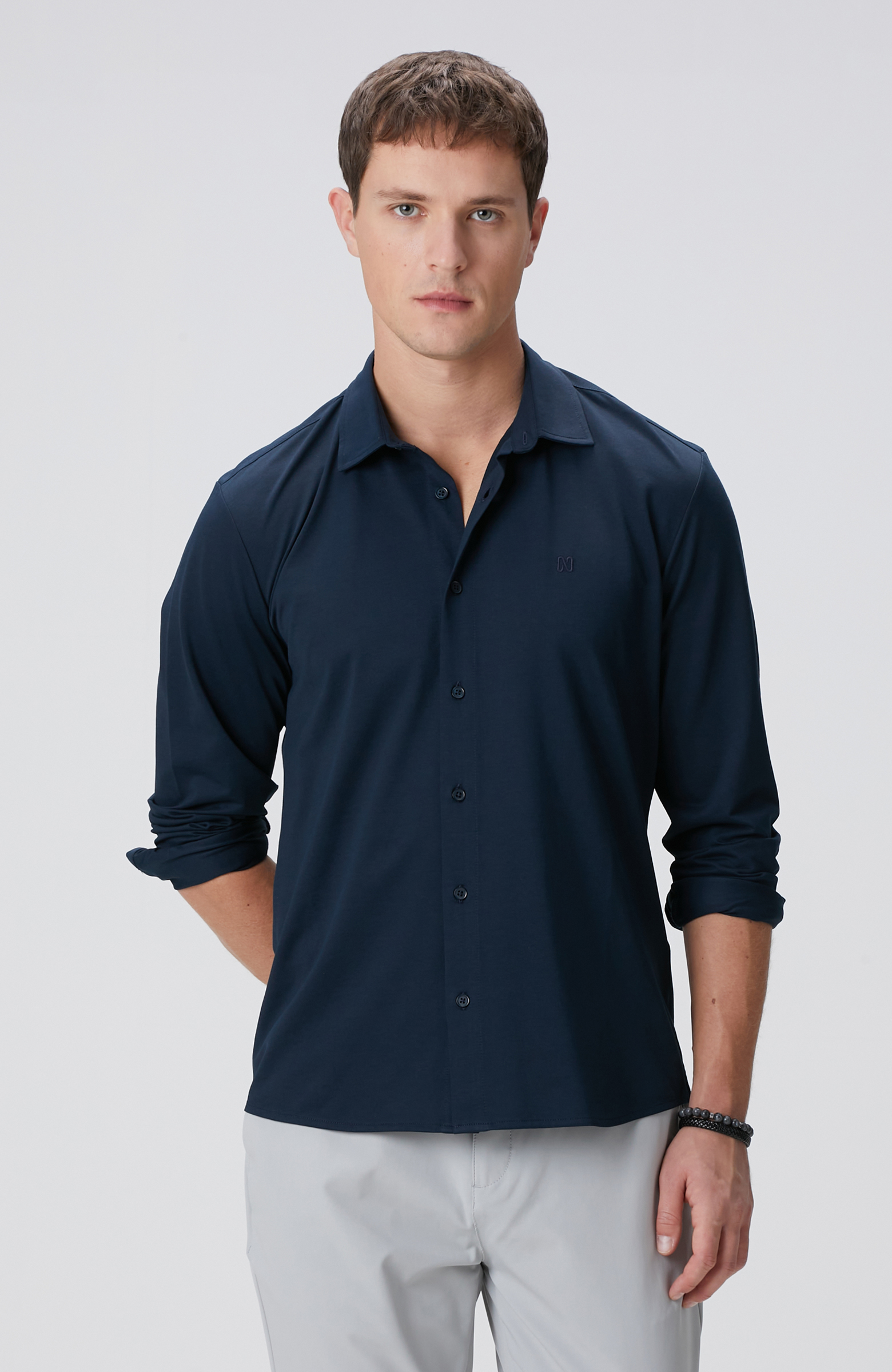 Lacivert Örme Gömlek