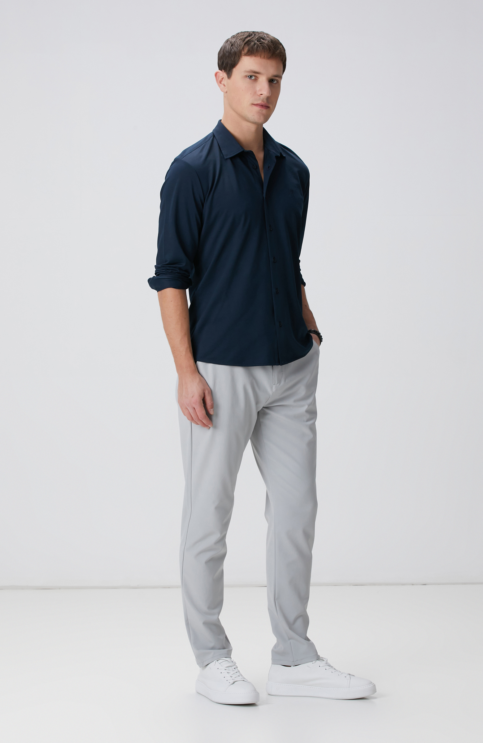 Lacivert Örme Gömlek