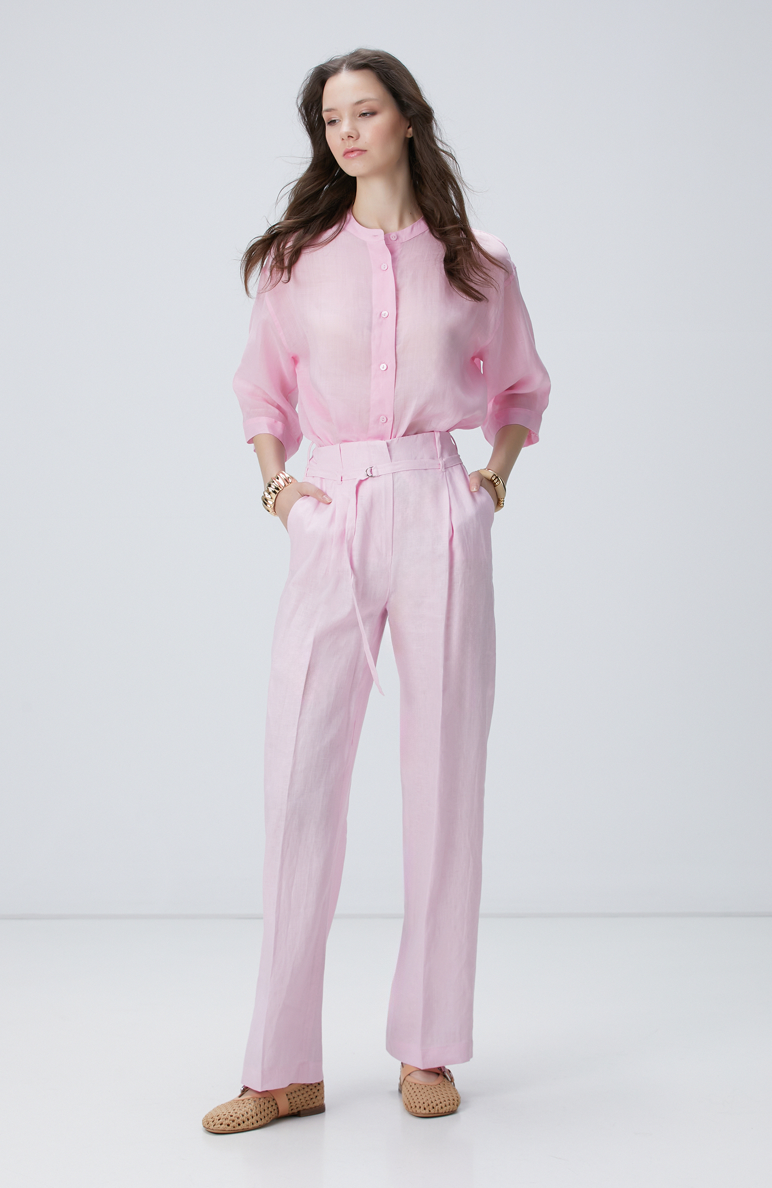 Pembe Keten Pantolon