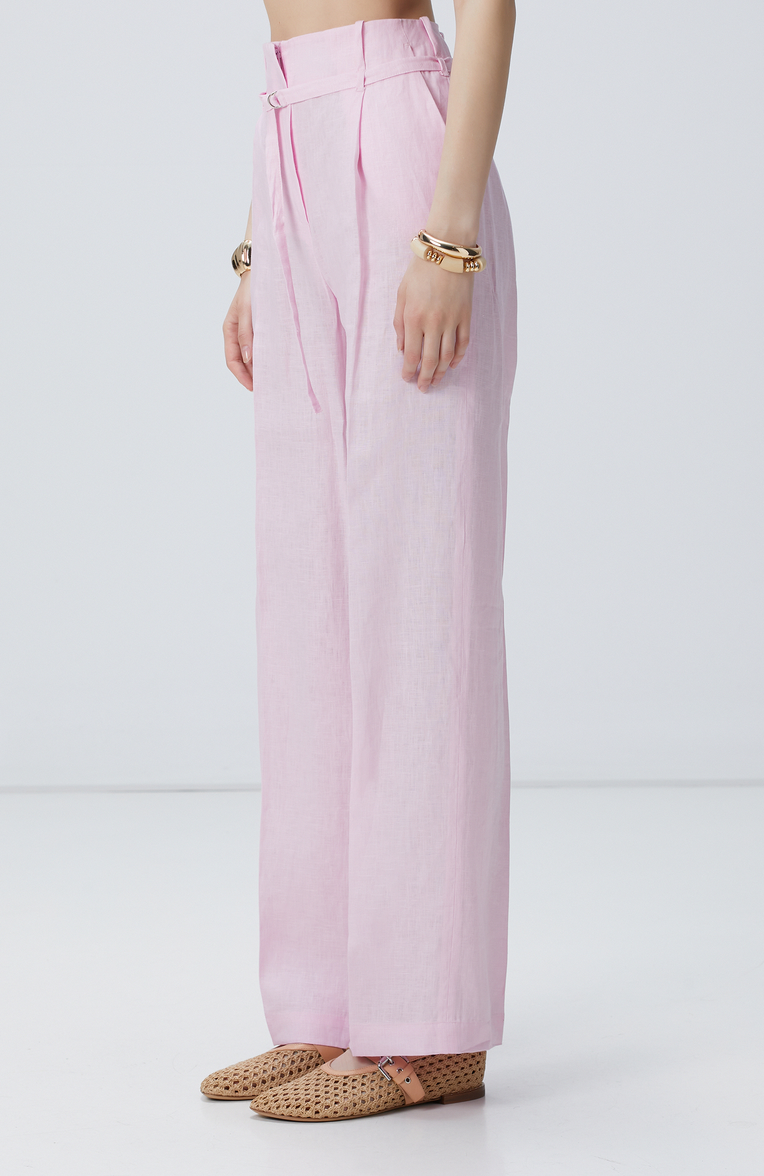 Pembe Keten Pantolon