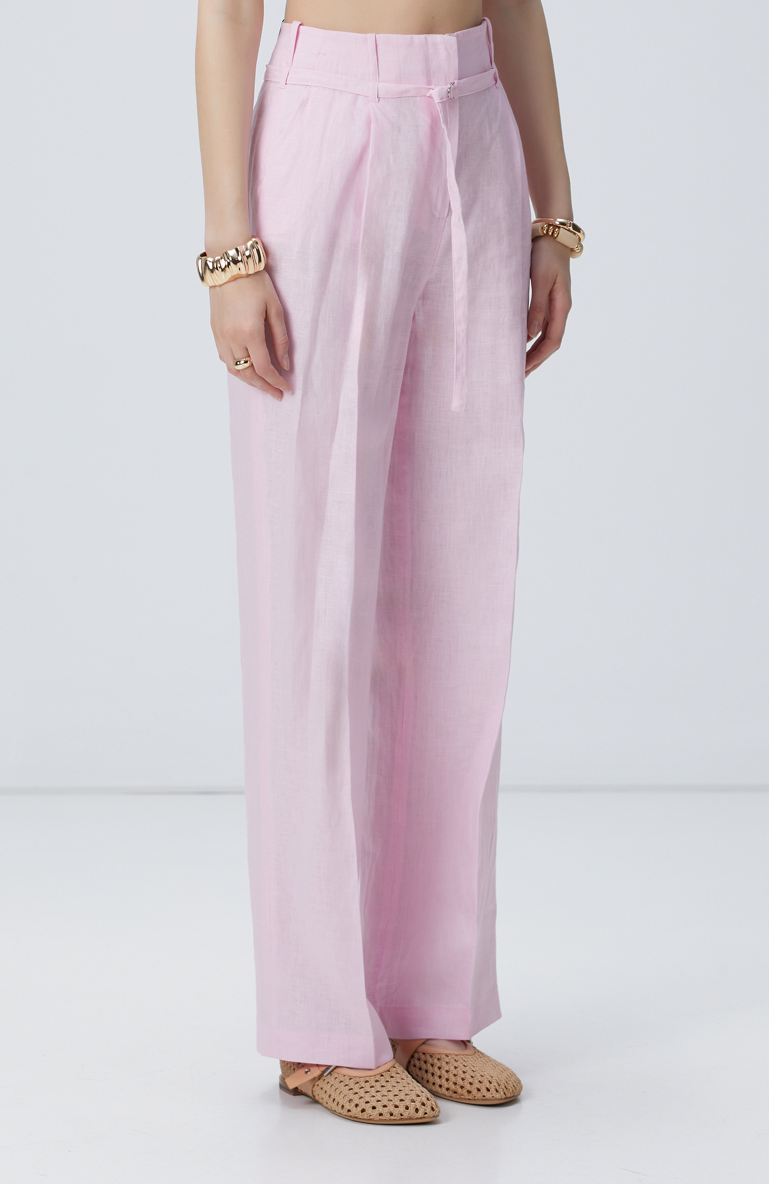 Pembe Keten Pantolon