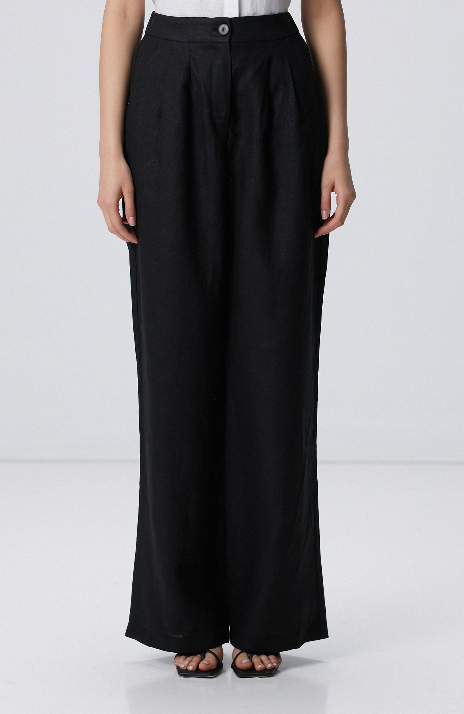 Siyah Keten Pantolon