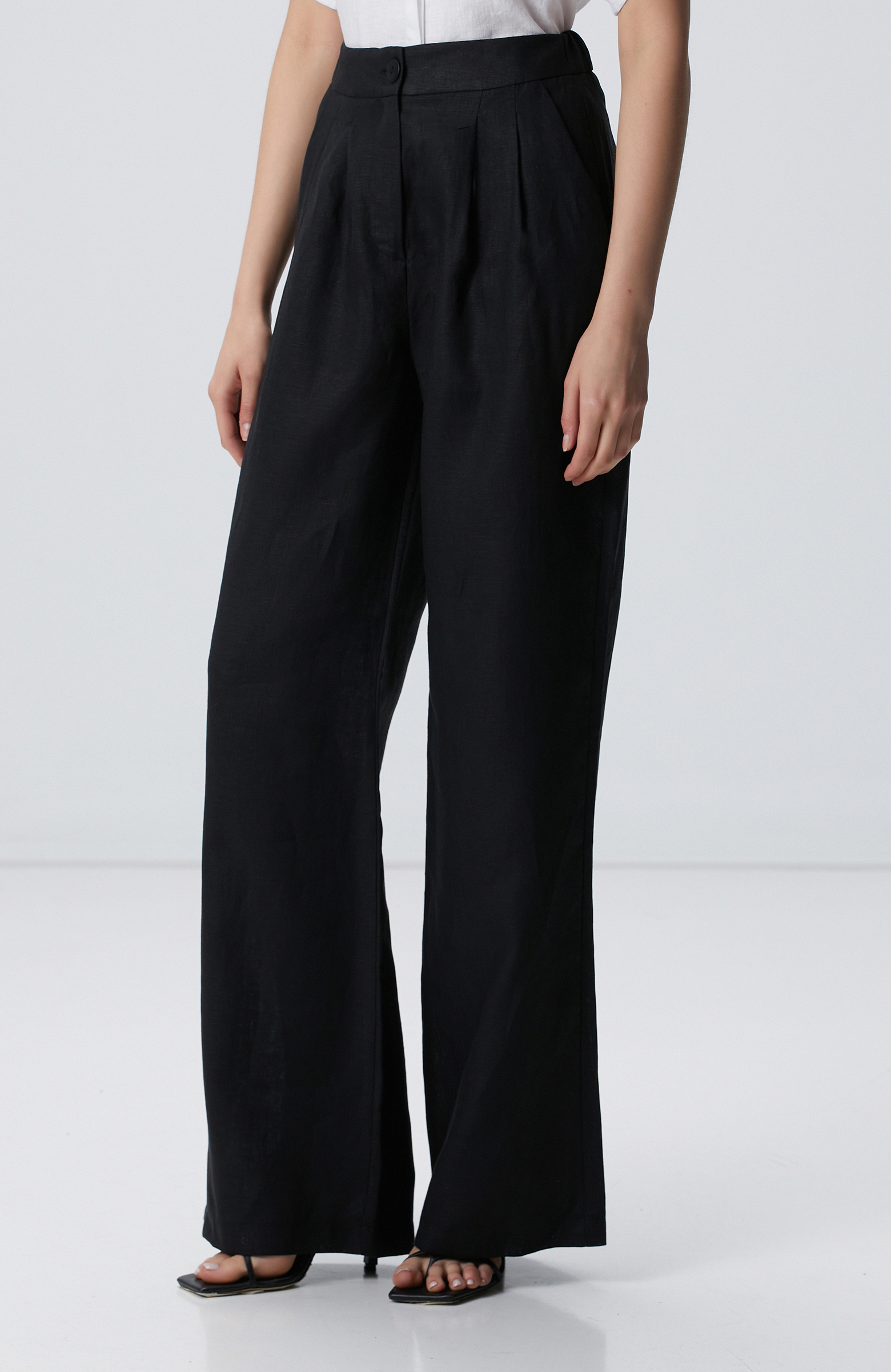 Siyah Keten Pantolon