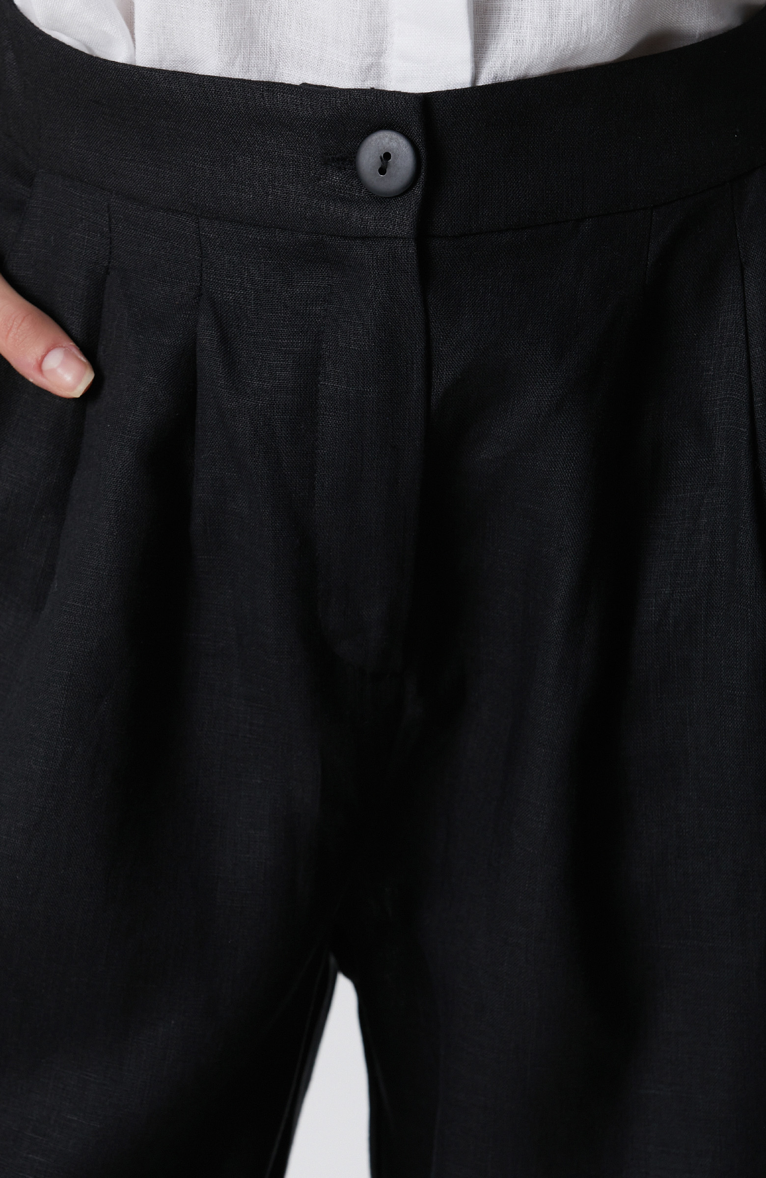 Siyah Keten Pantolon