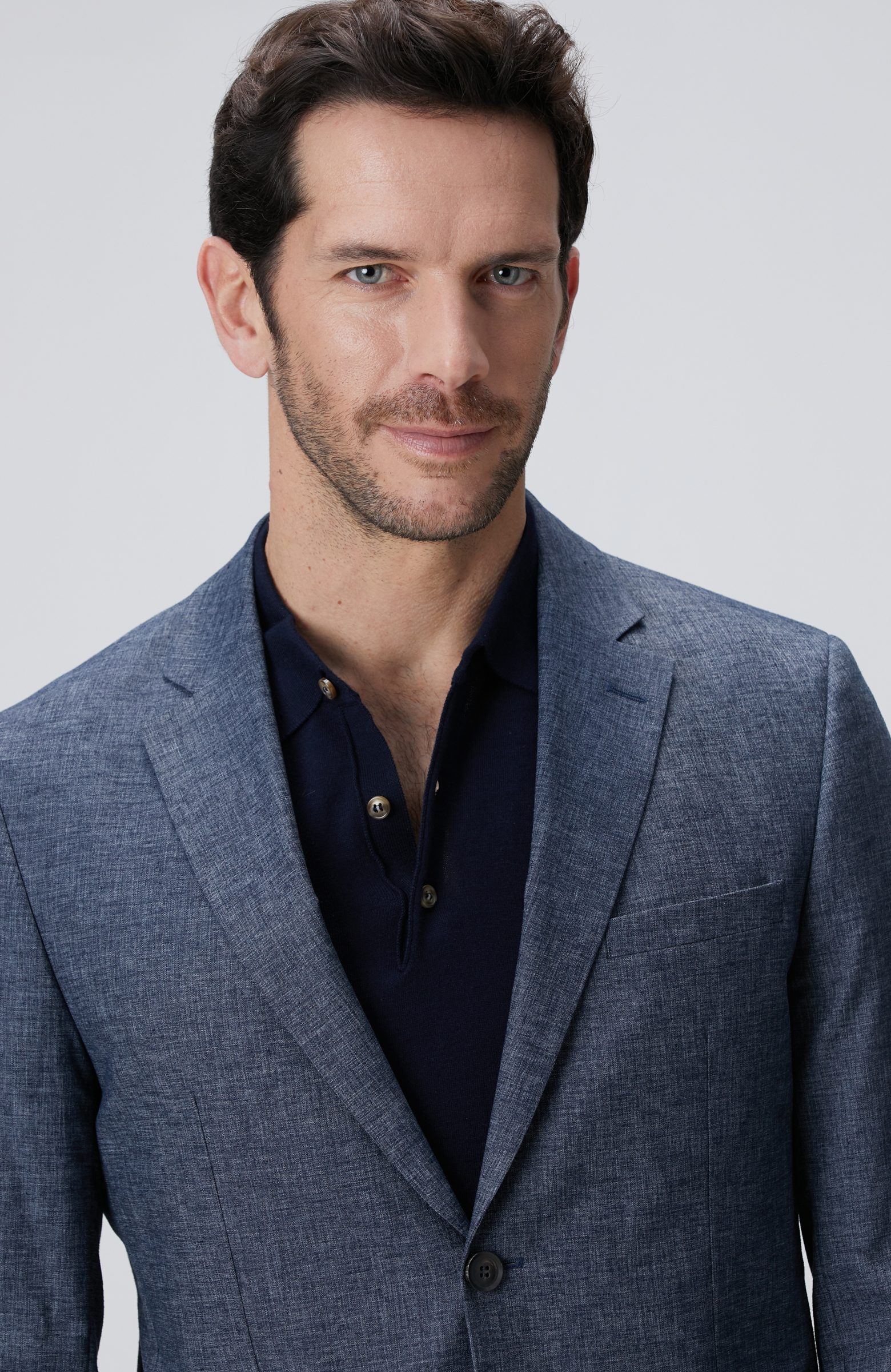 Indigo Keten Karışımlı Takım Elbise