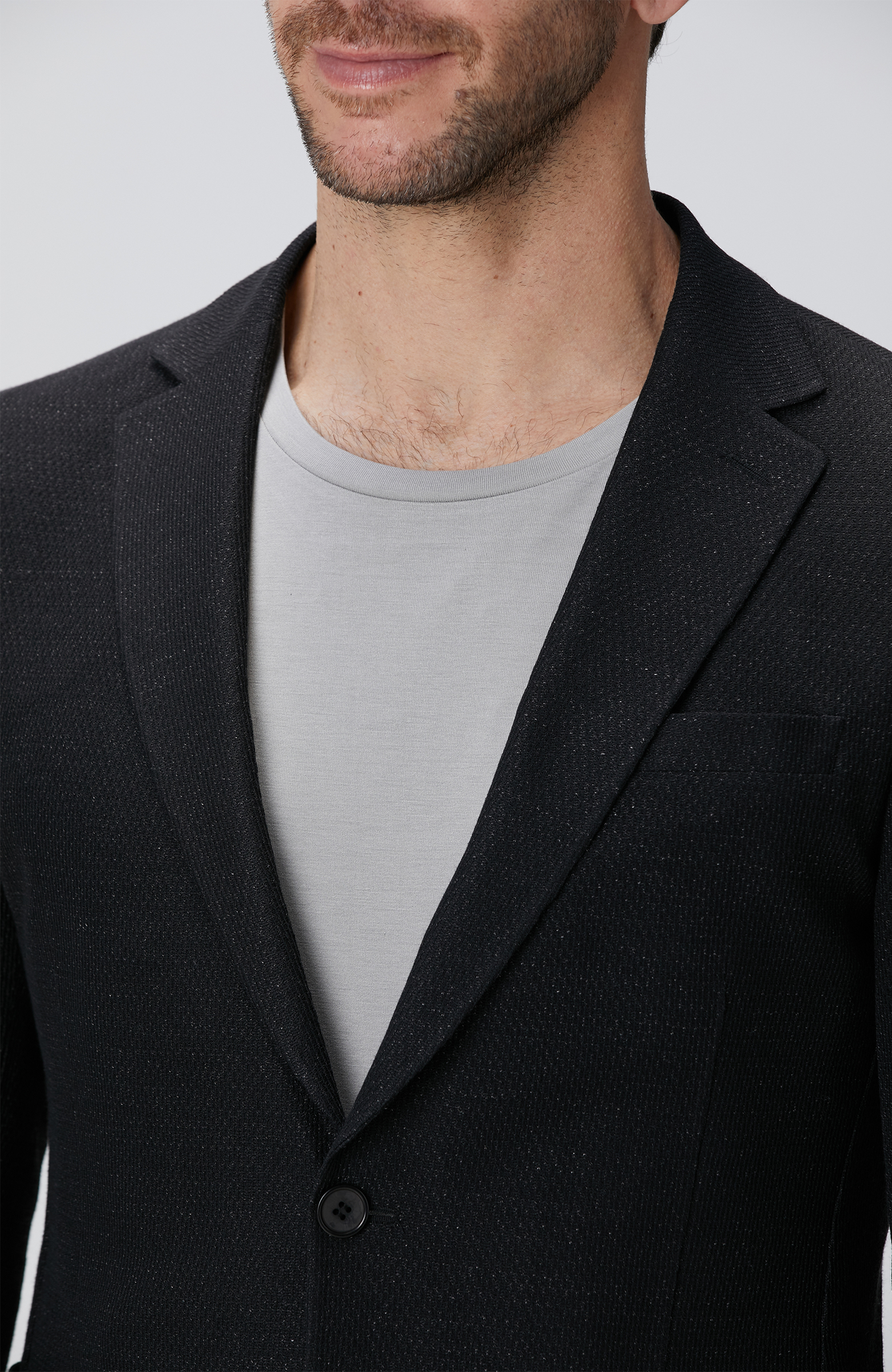 Siyah Keten Karışımlı Ceket