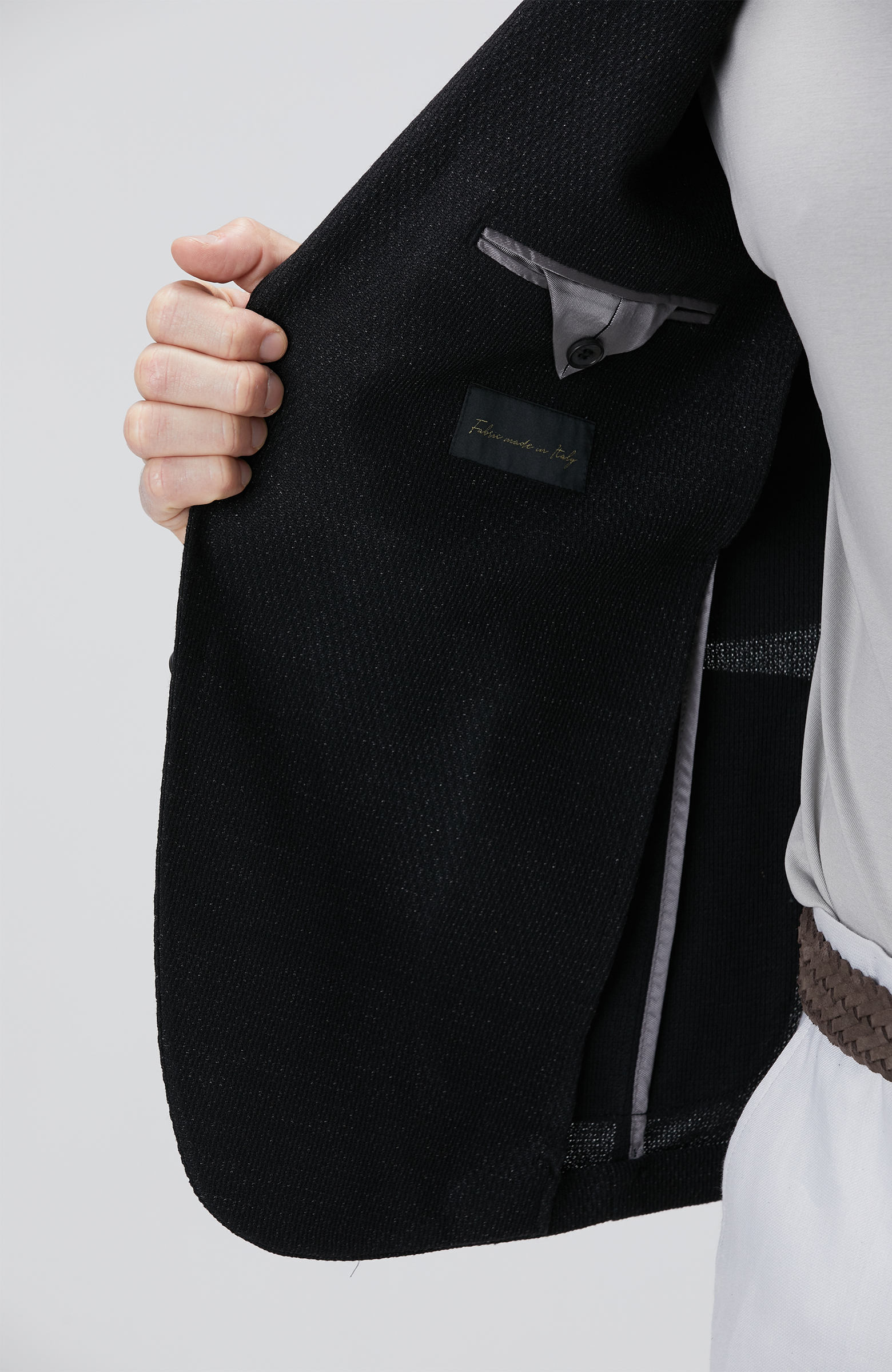 Siyah Keten Karışımlı Ceket