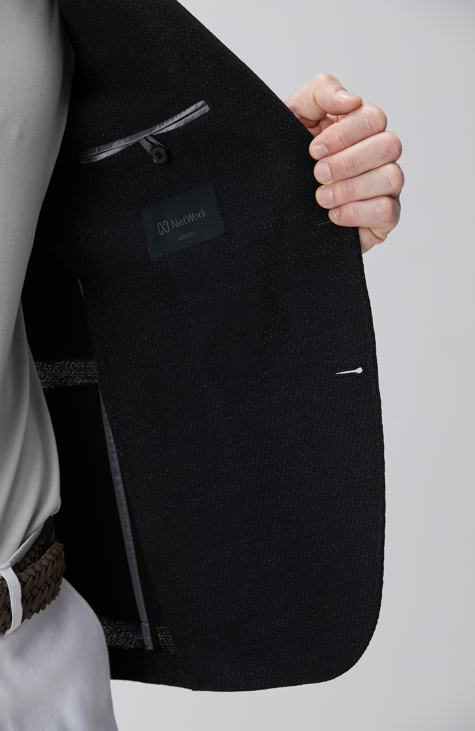 Siyah Keten Karışımlı Ceket