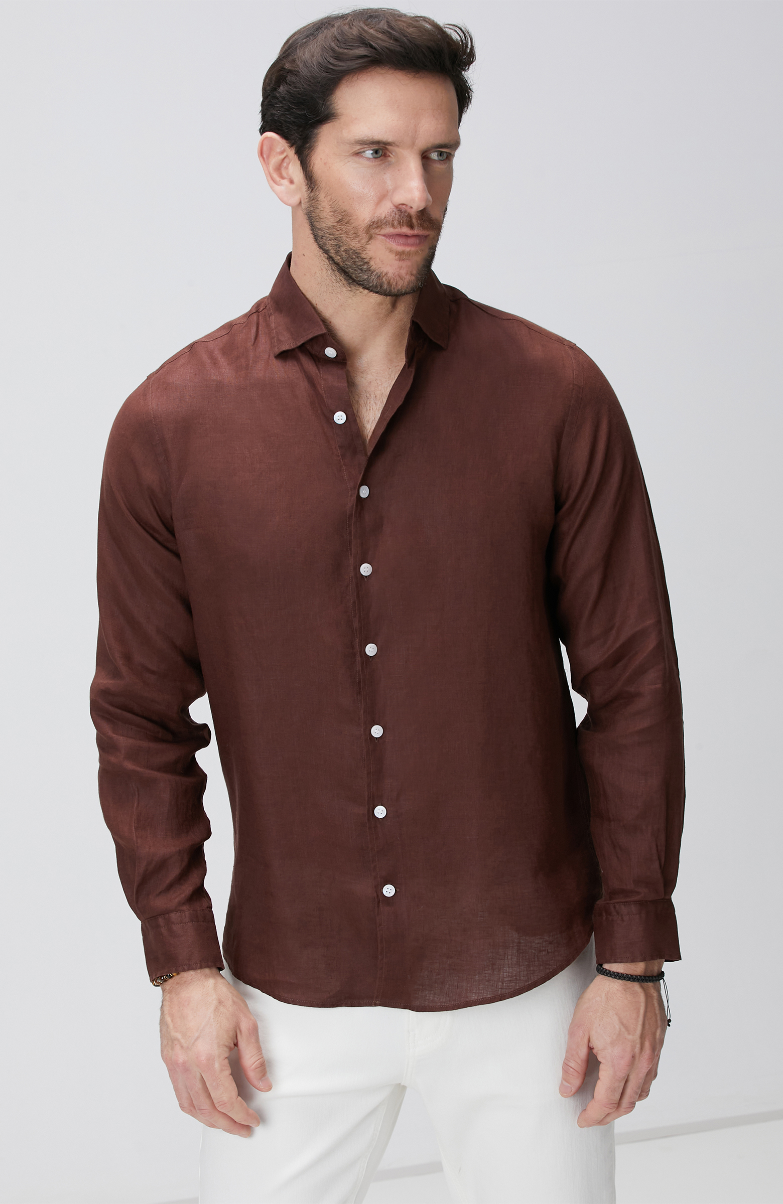 Kahverengi Keten Gömlek