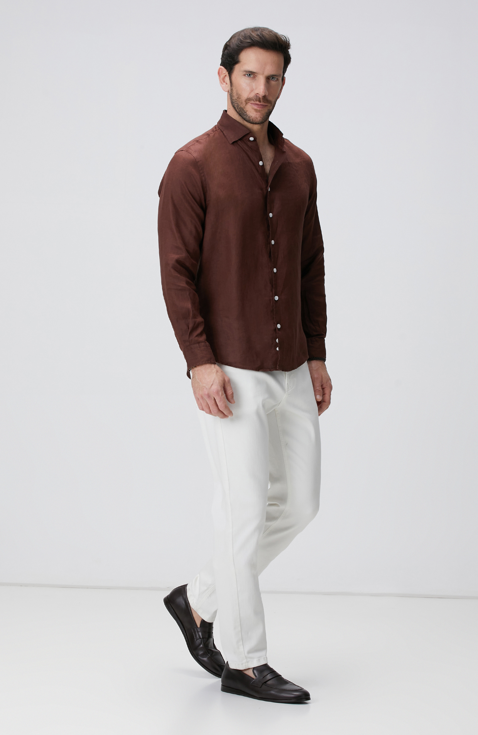 Kahverengi Keten Gömlek