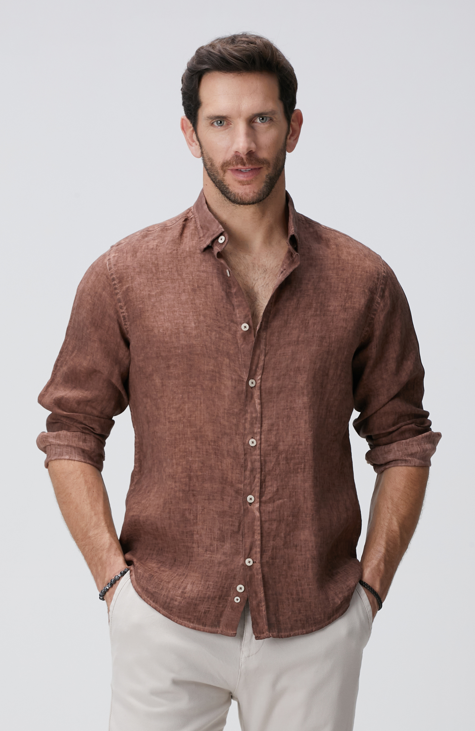 Kahverengi Keten Gömlek