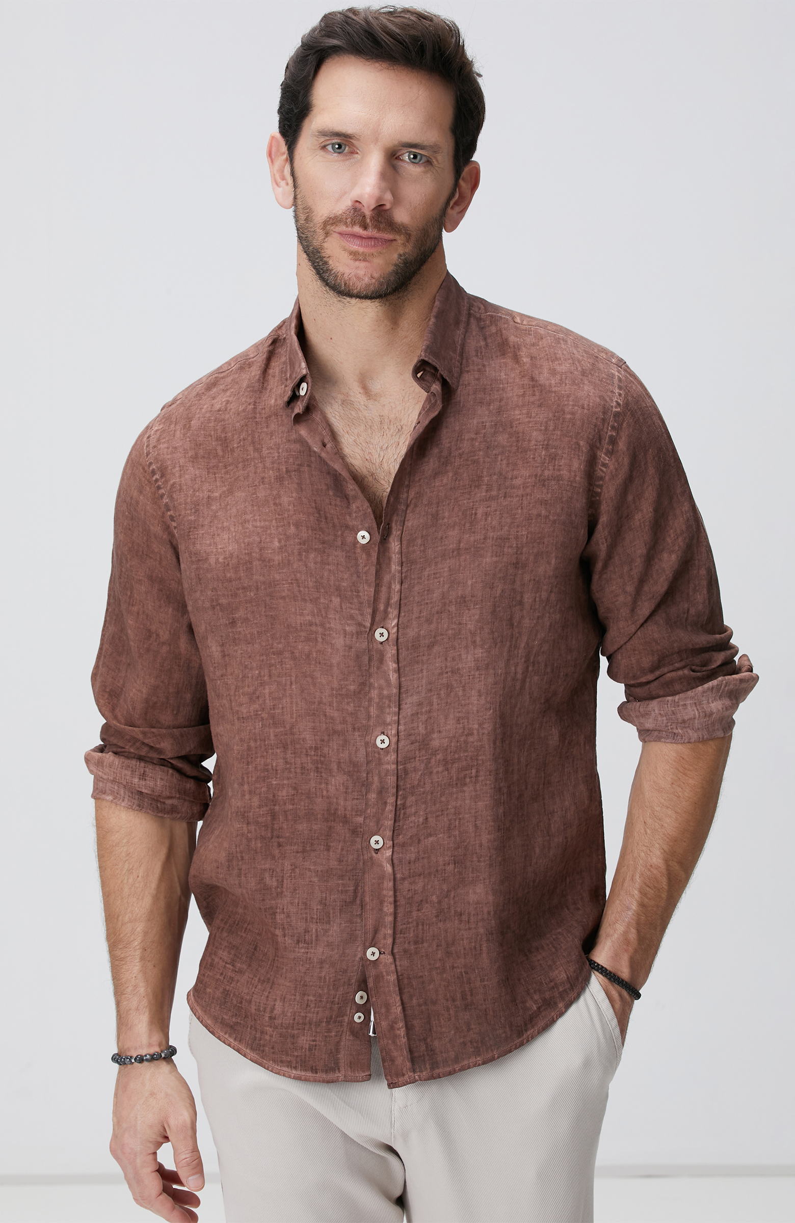 Kahverengi Keten Gömlek