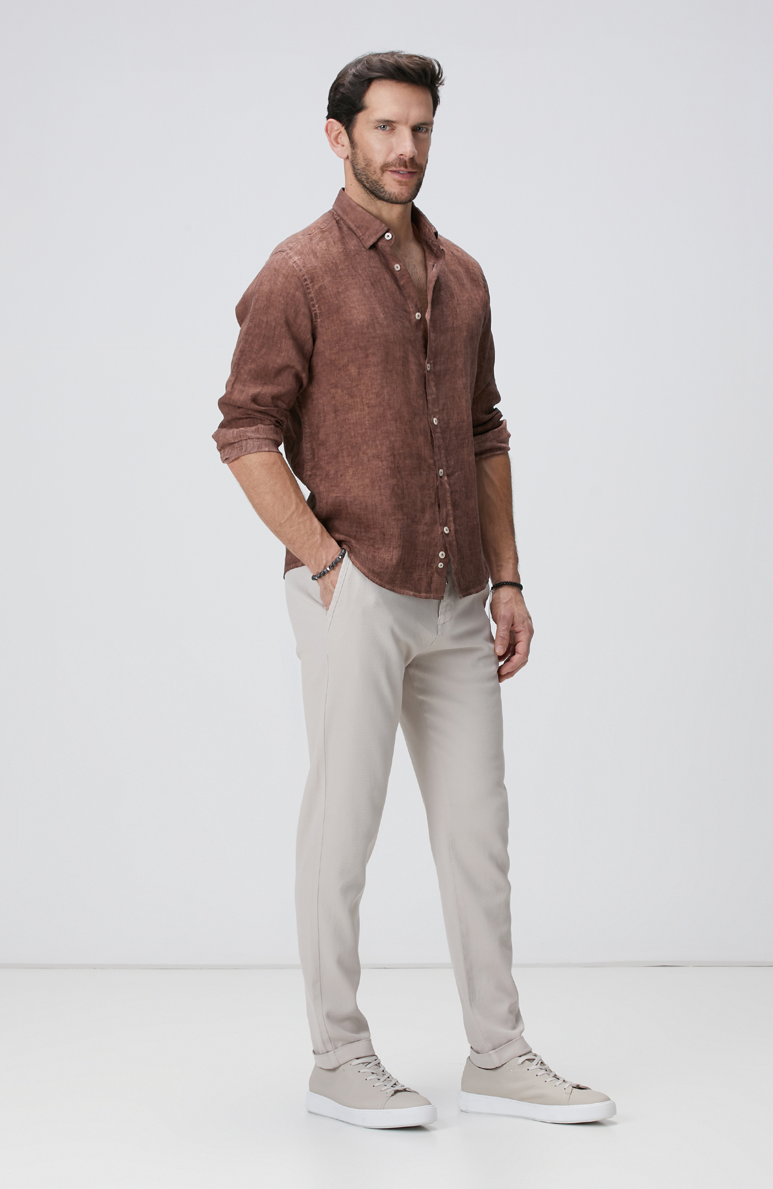 Kahverengi Keten Gömlek