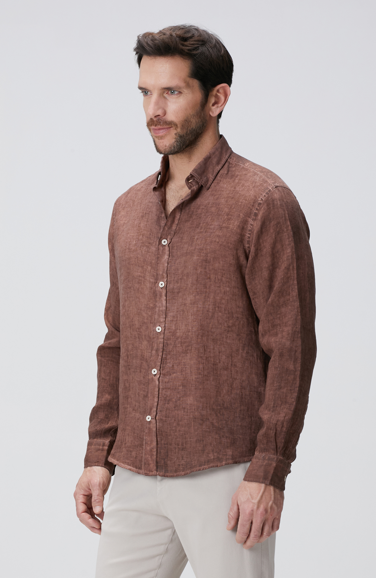 Kahverengi Keten Gömlek