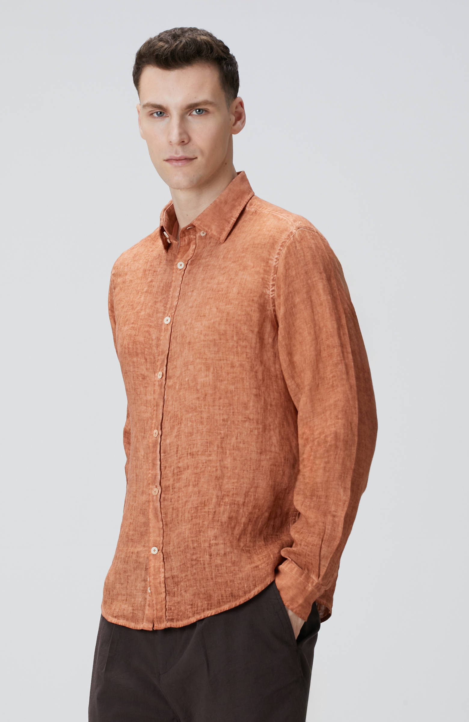 Turuncu Keten Gömlek