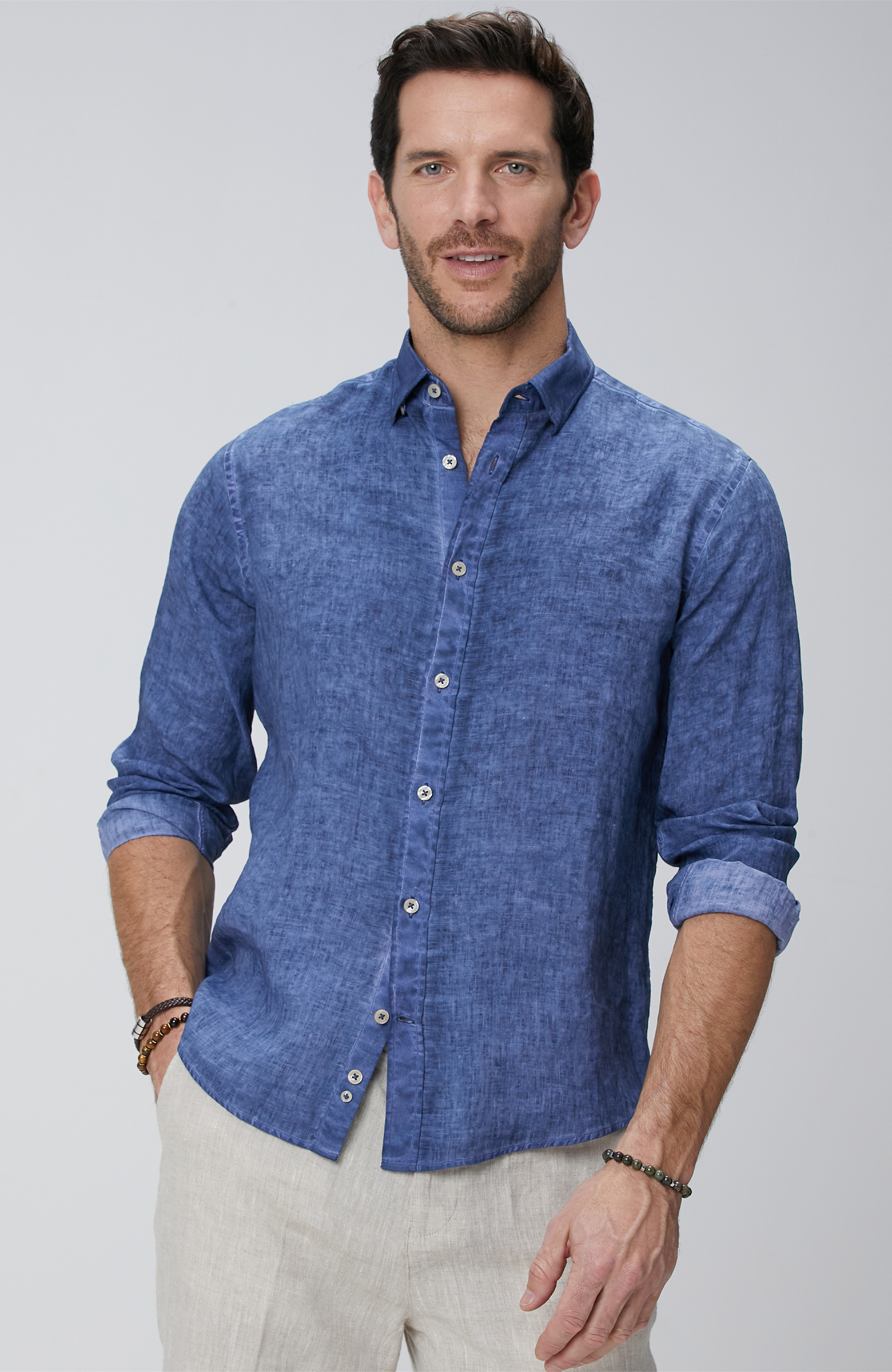 Lacivert Keten Gömlek