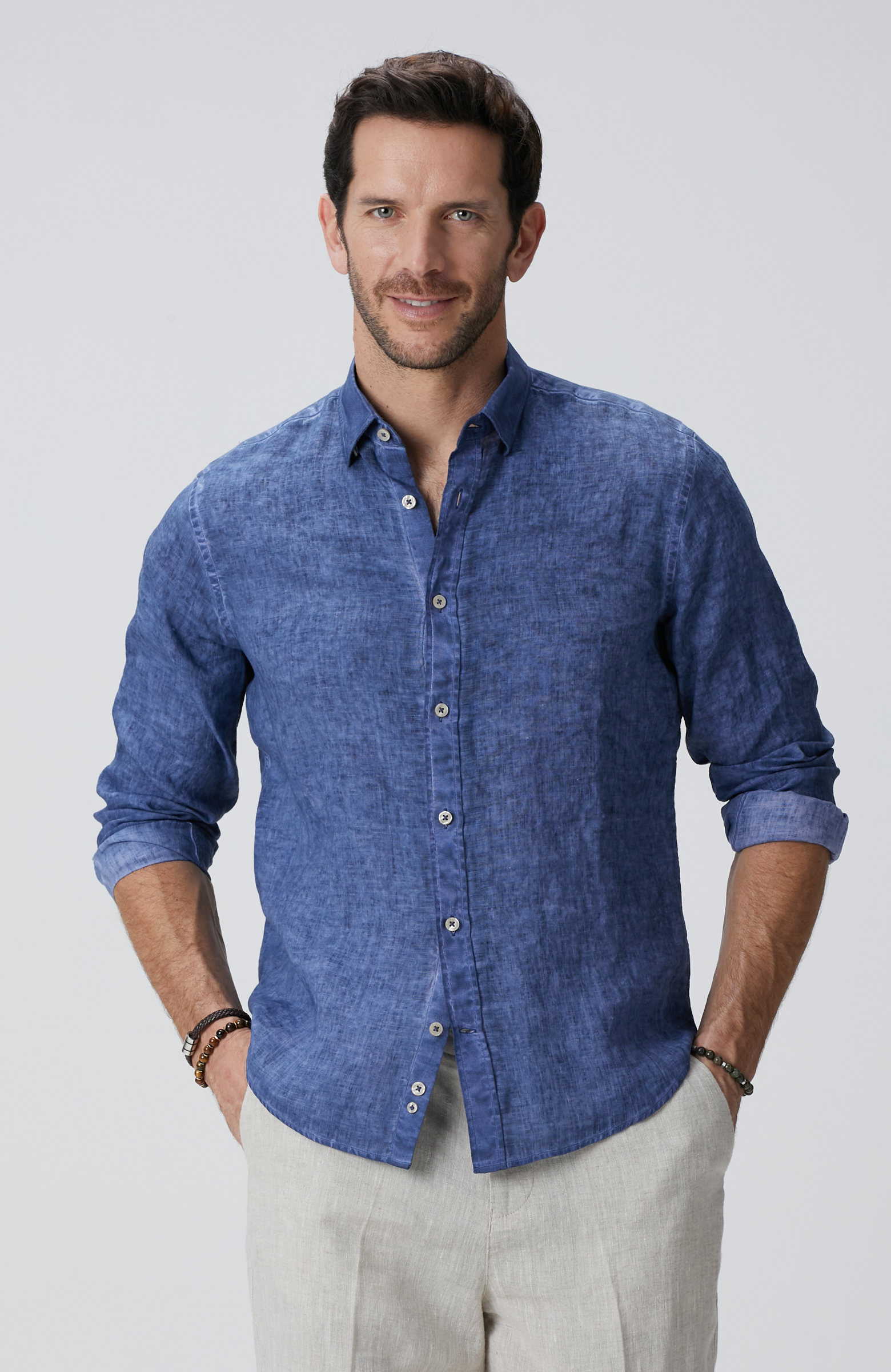 Lacivert Keten Gömlek