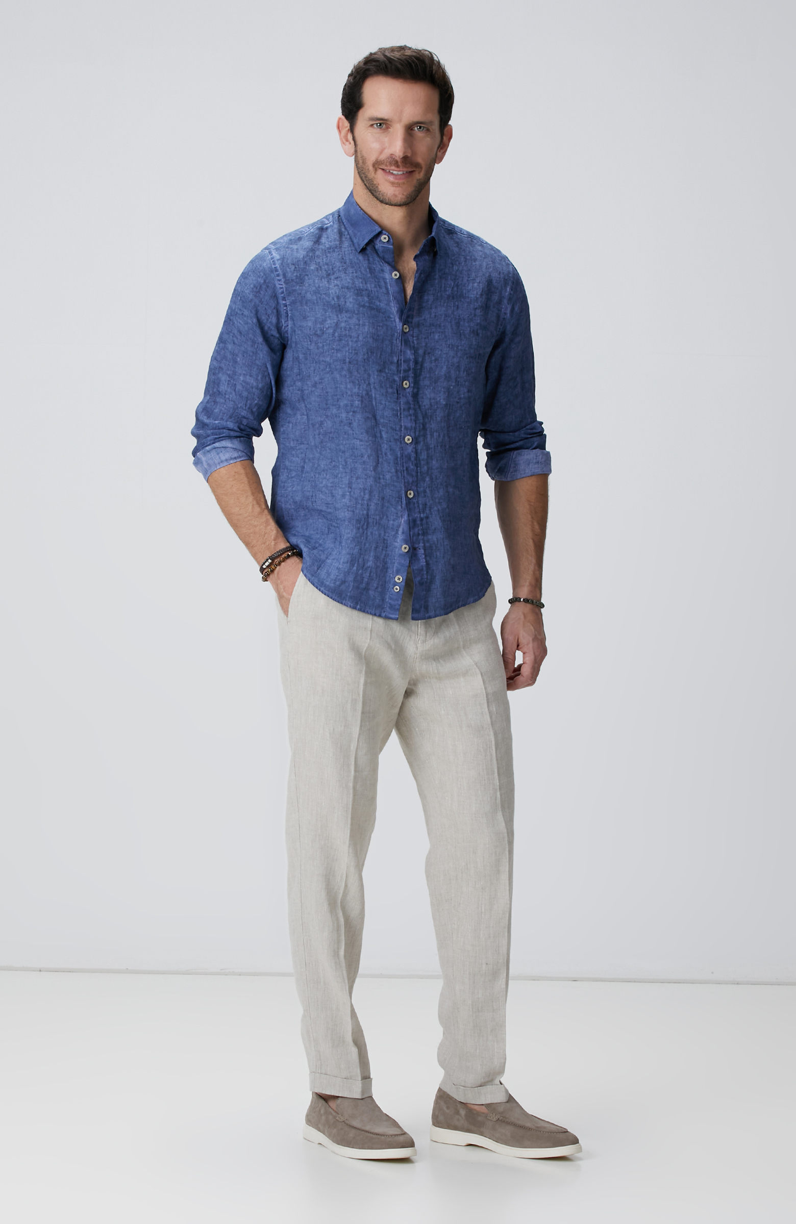 Lacivert Keten Gömlek