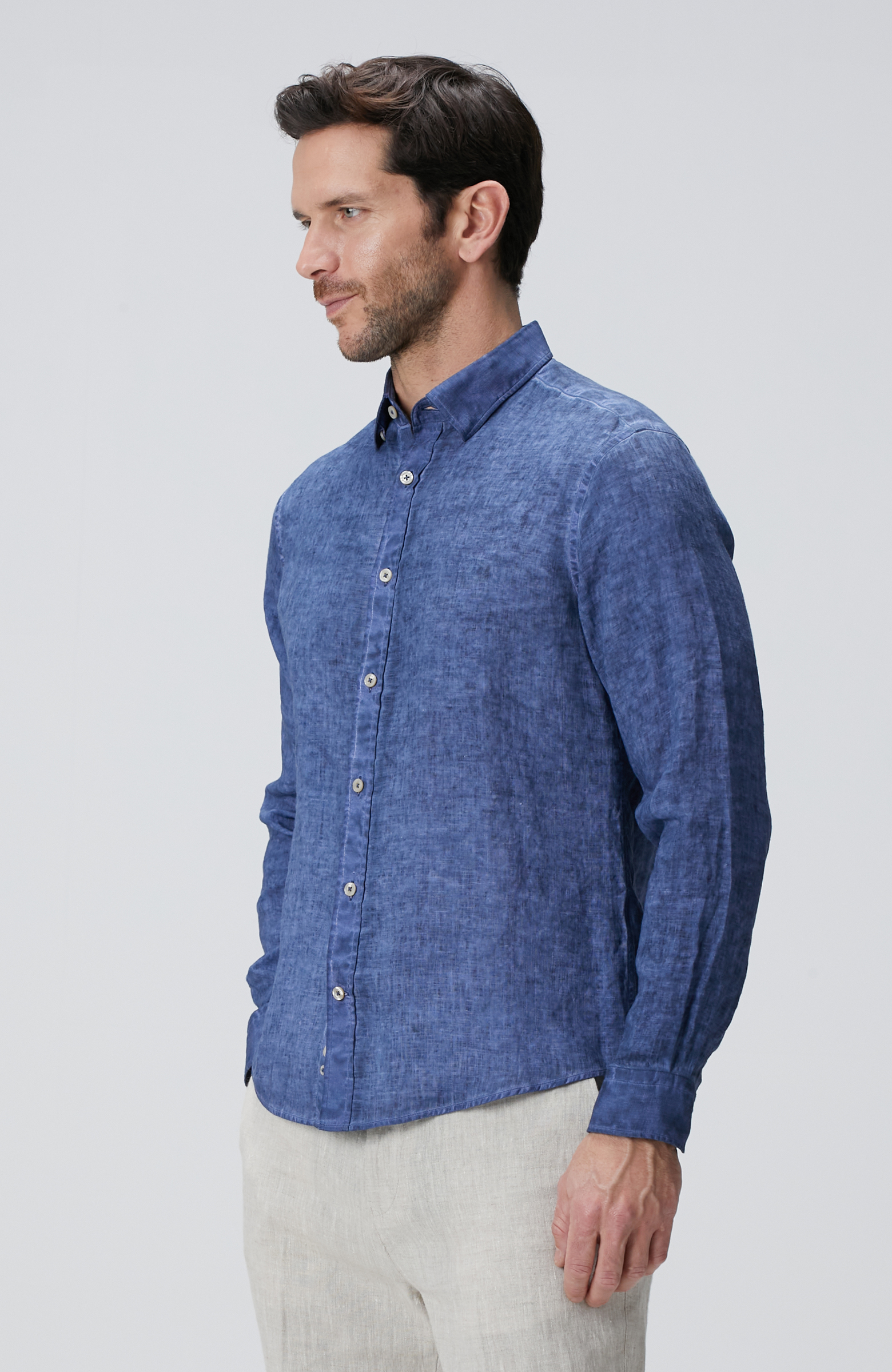 Lacivert Keten Gömlek