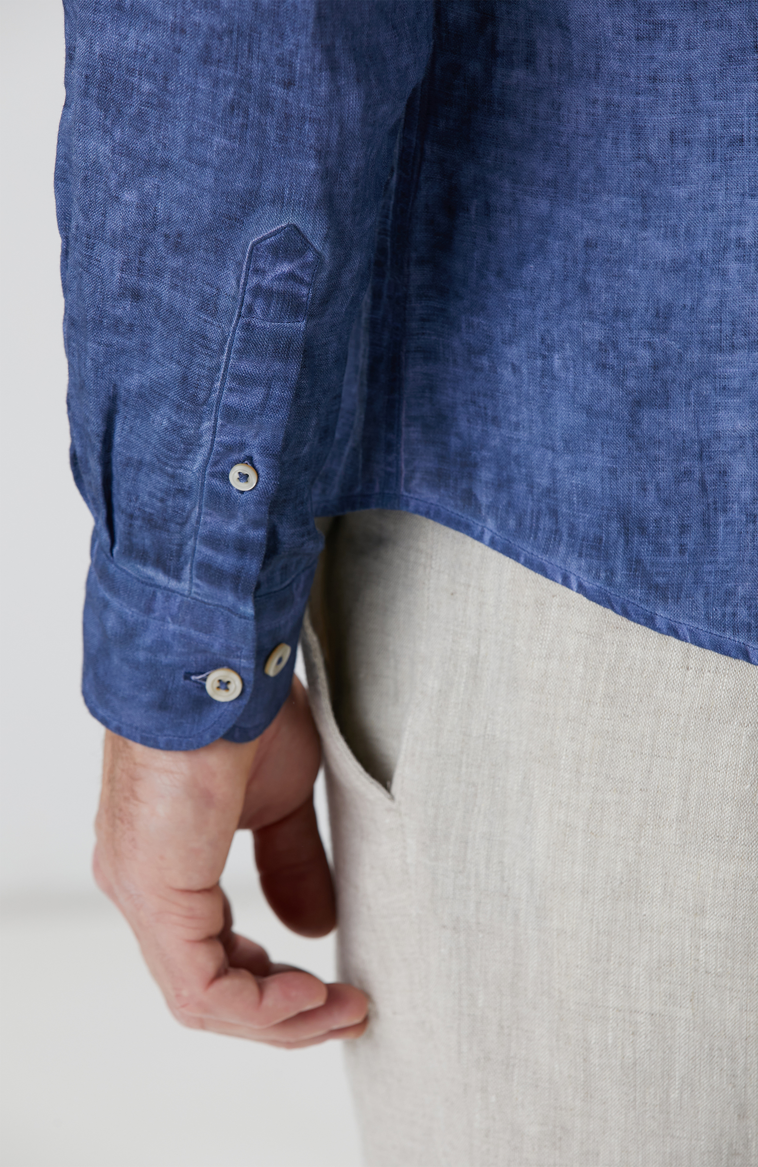 Lacivert Keten Gömlek