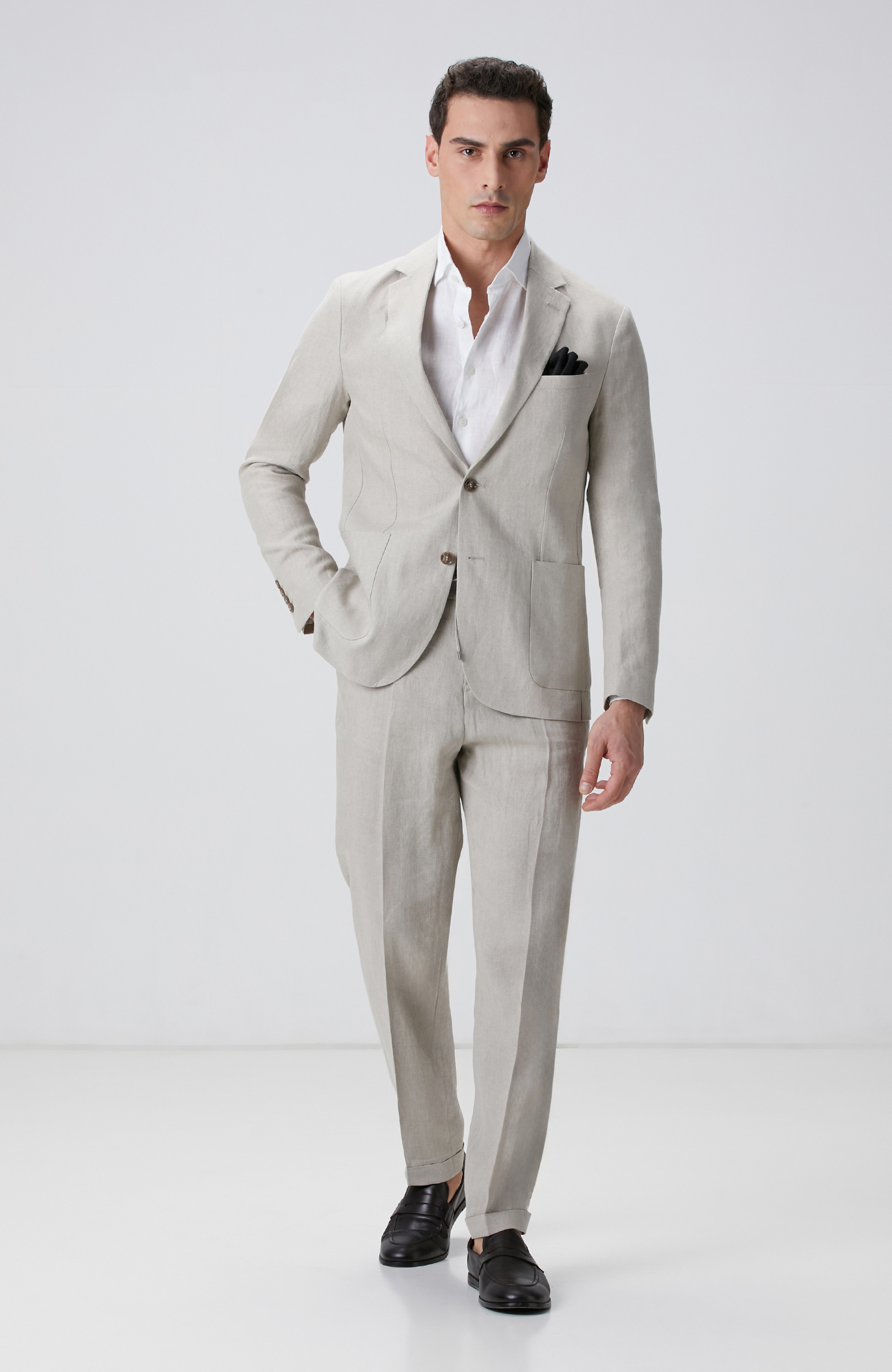 Naturel Keten Takım Elbise