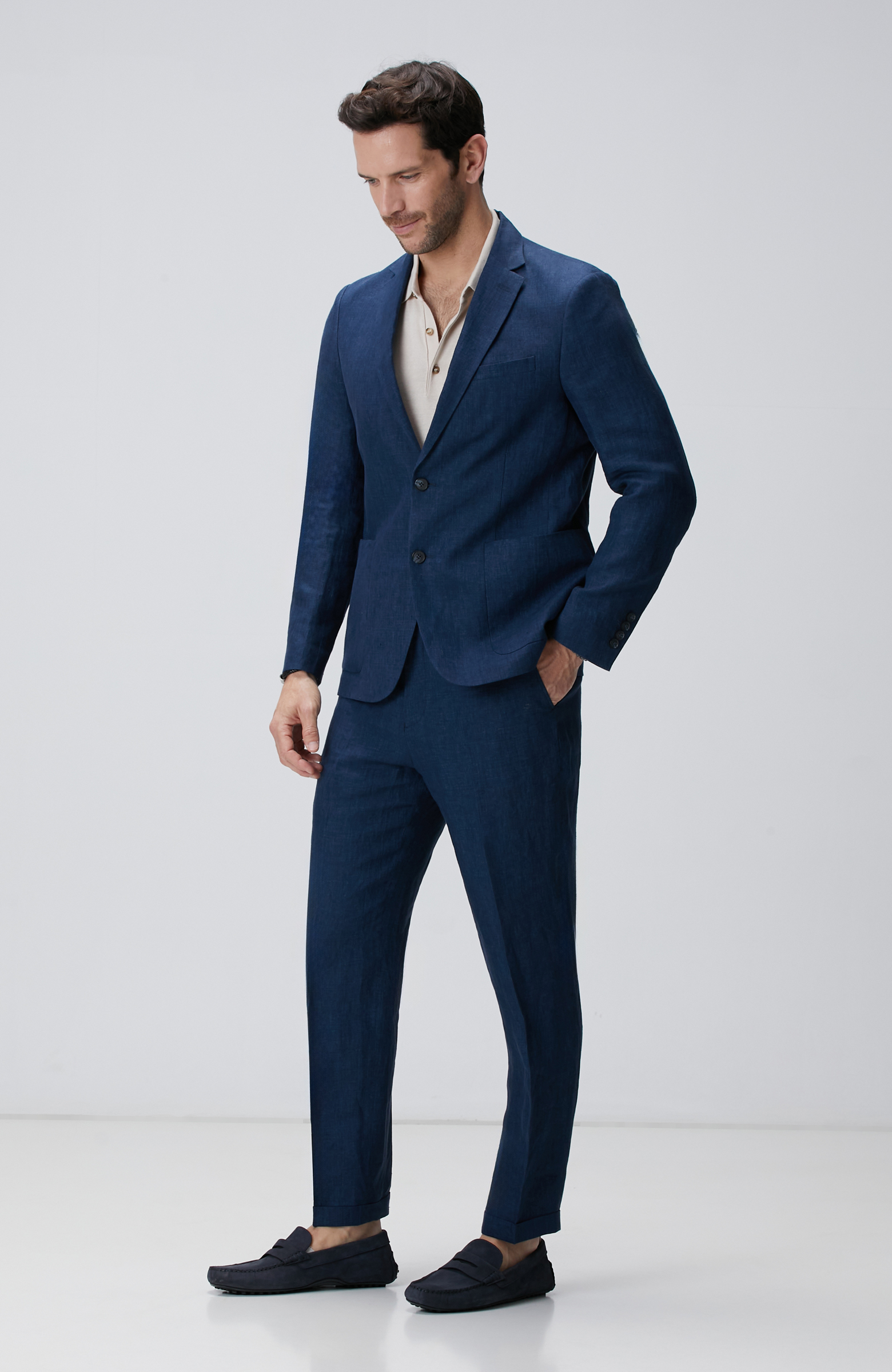 Lacivert Keten Takım Elbise