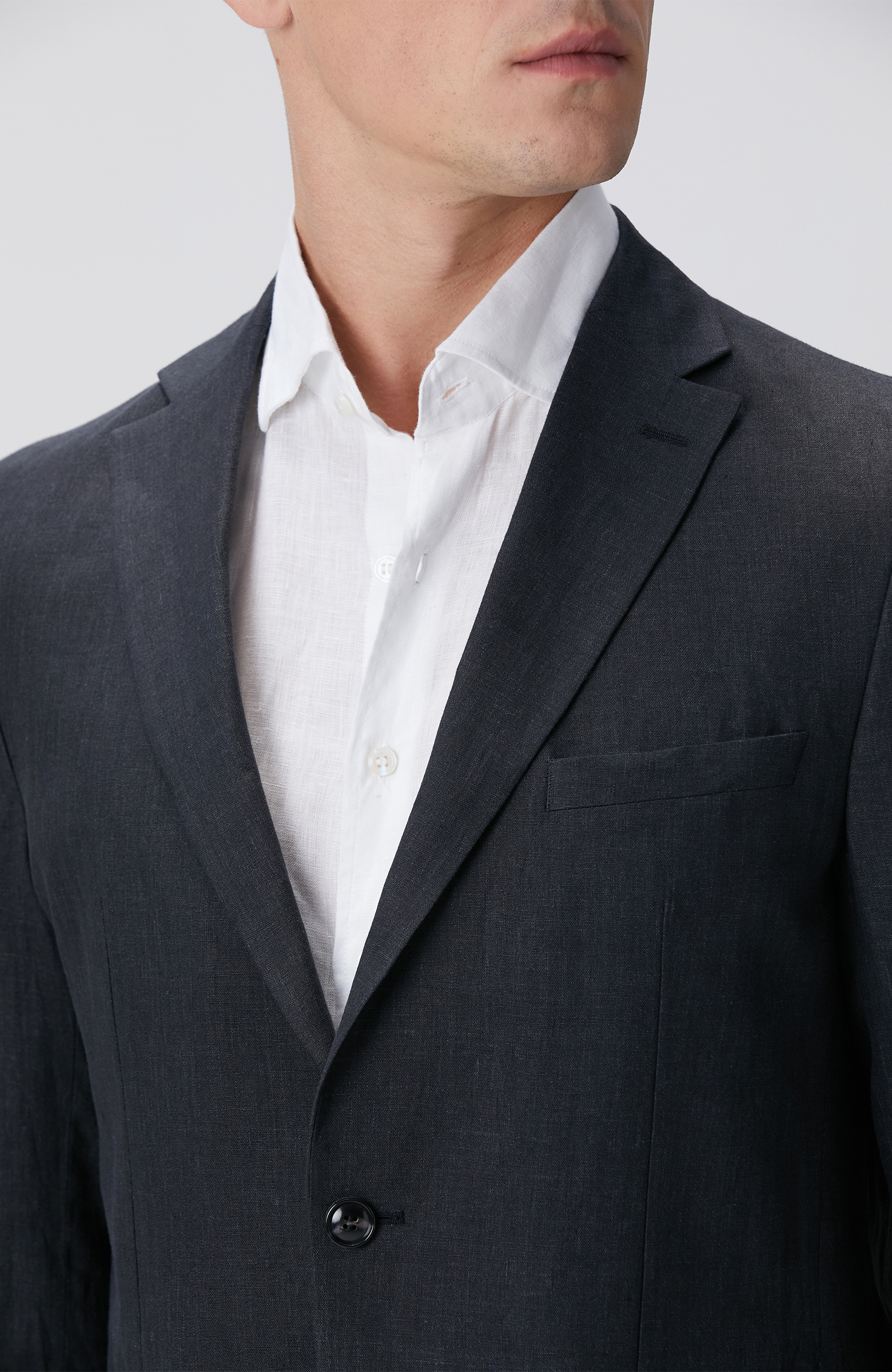 Siyah Keten Takım Elbise