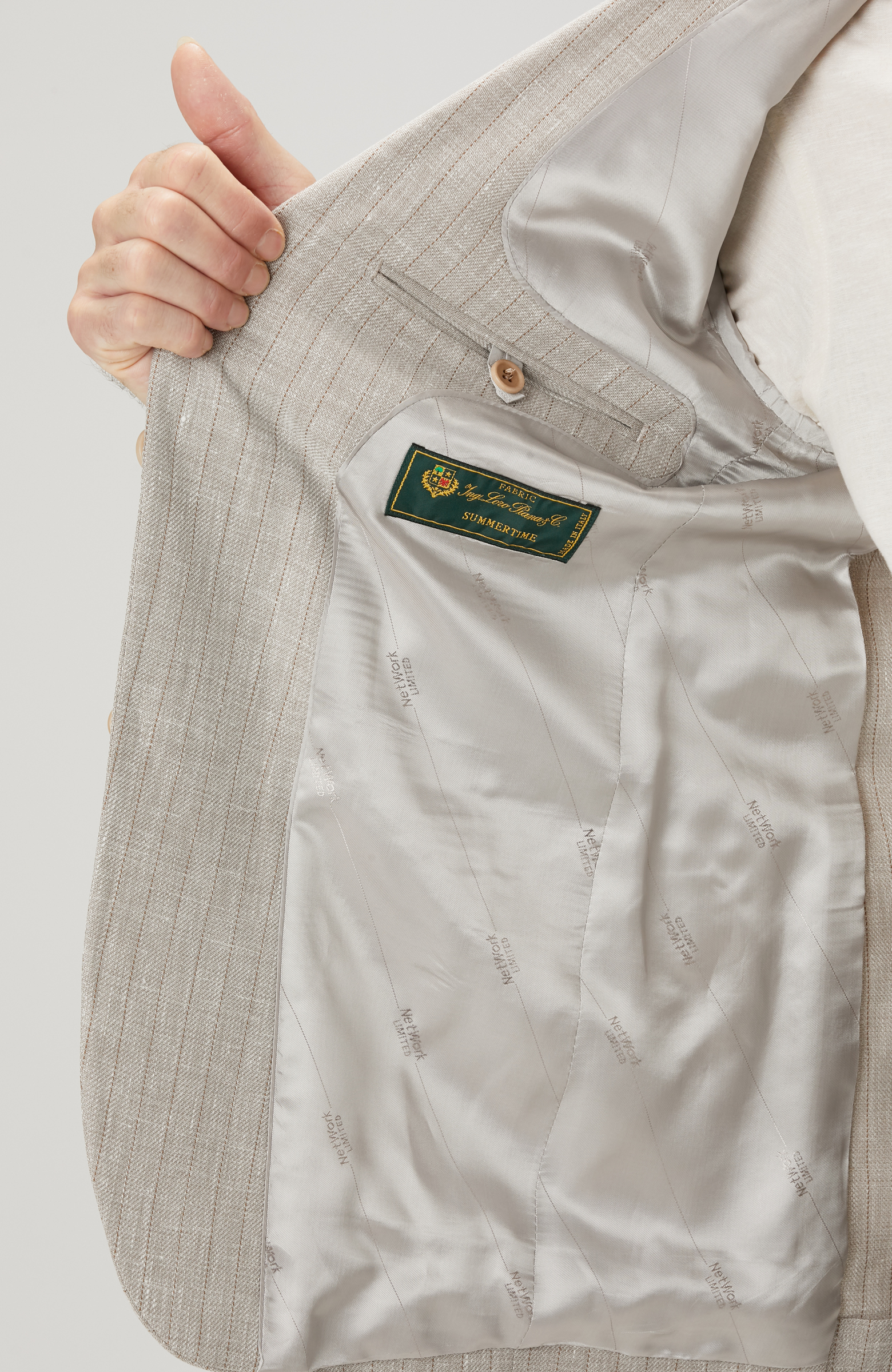 Limited Loro Piana Kumaşından Üretilen Bej Keten İpek Karışımlı Takım Elbise