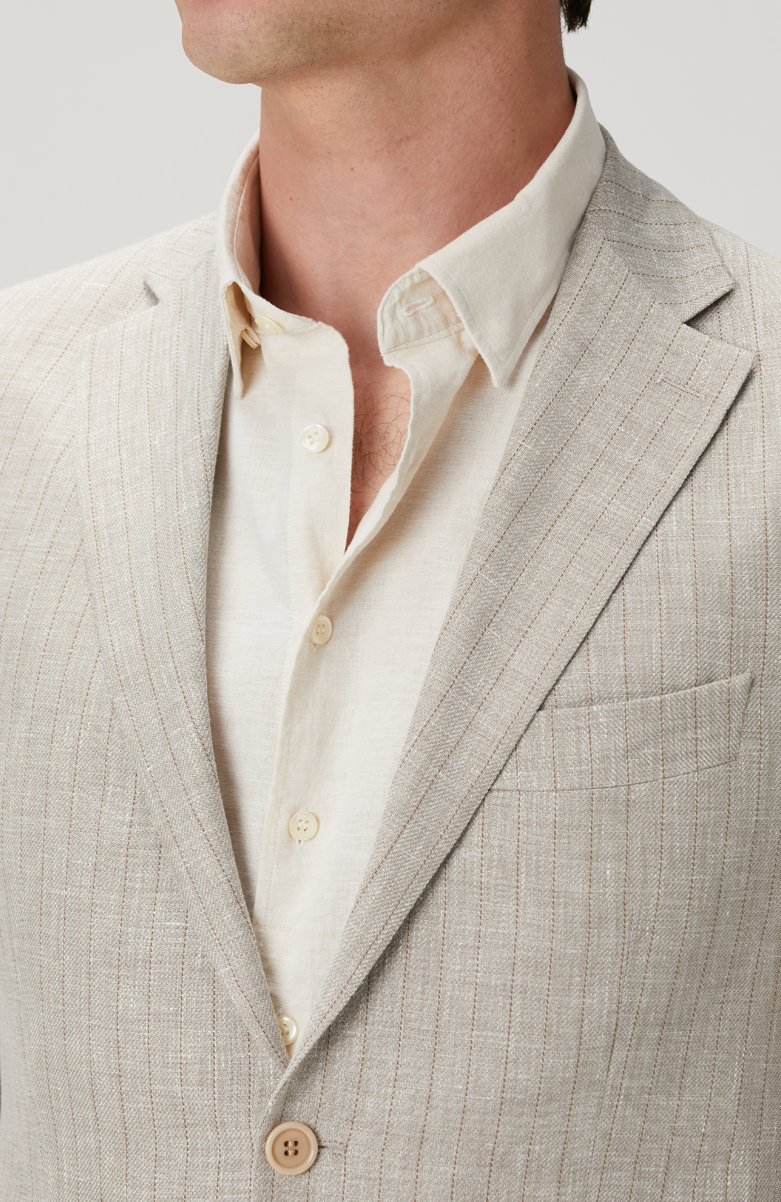 Limited Loro Piana Kumaşından Üretilen Bej Keten İpek Karışımlı Takım Elbise