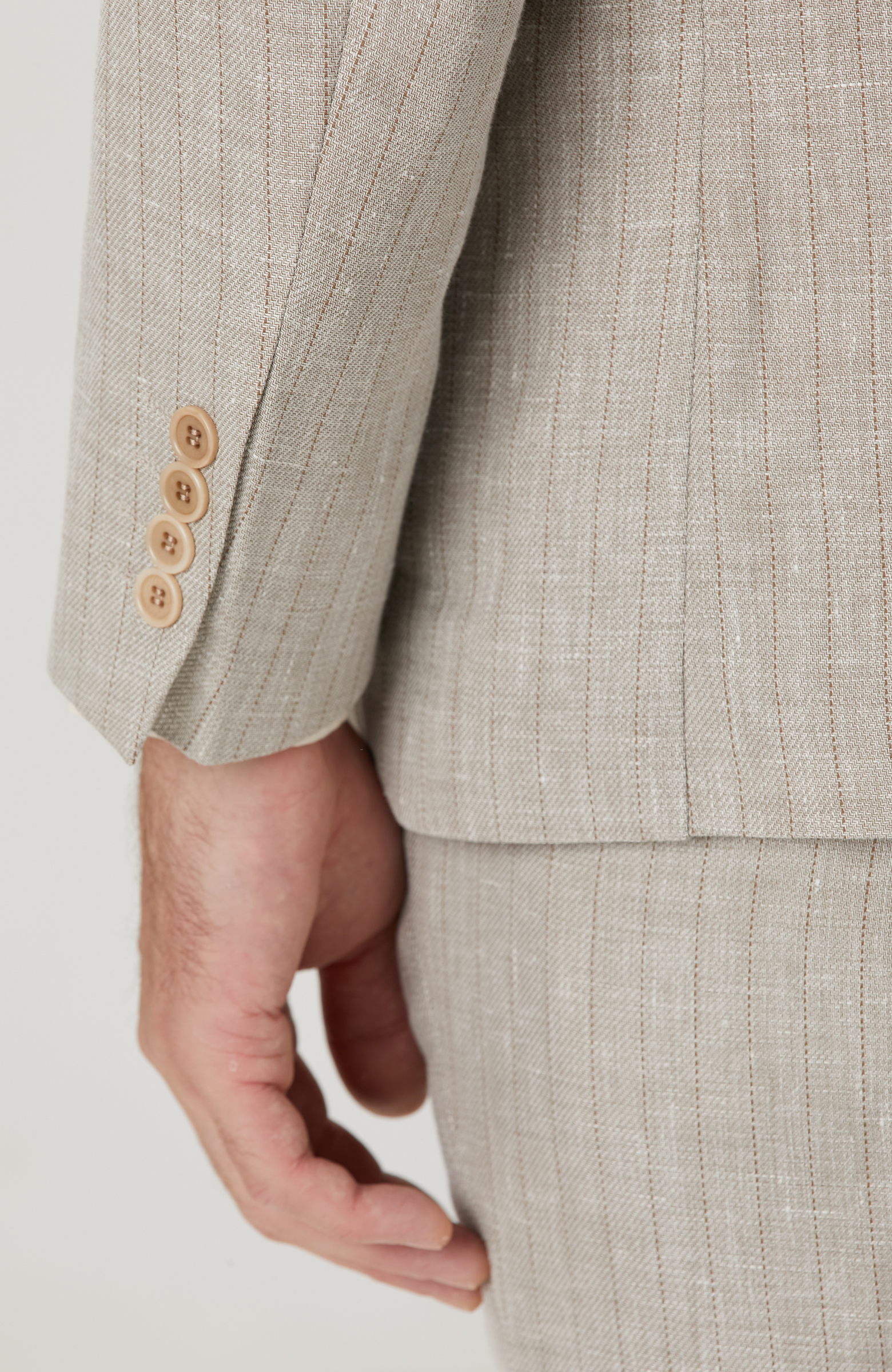 Limited Loro Piana Kumaşından Üretilen Bej Keten İpek Karışımlı Takım Elbise