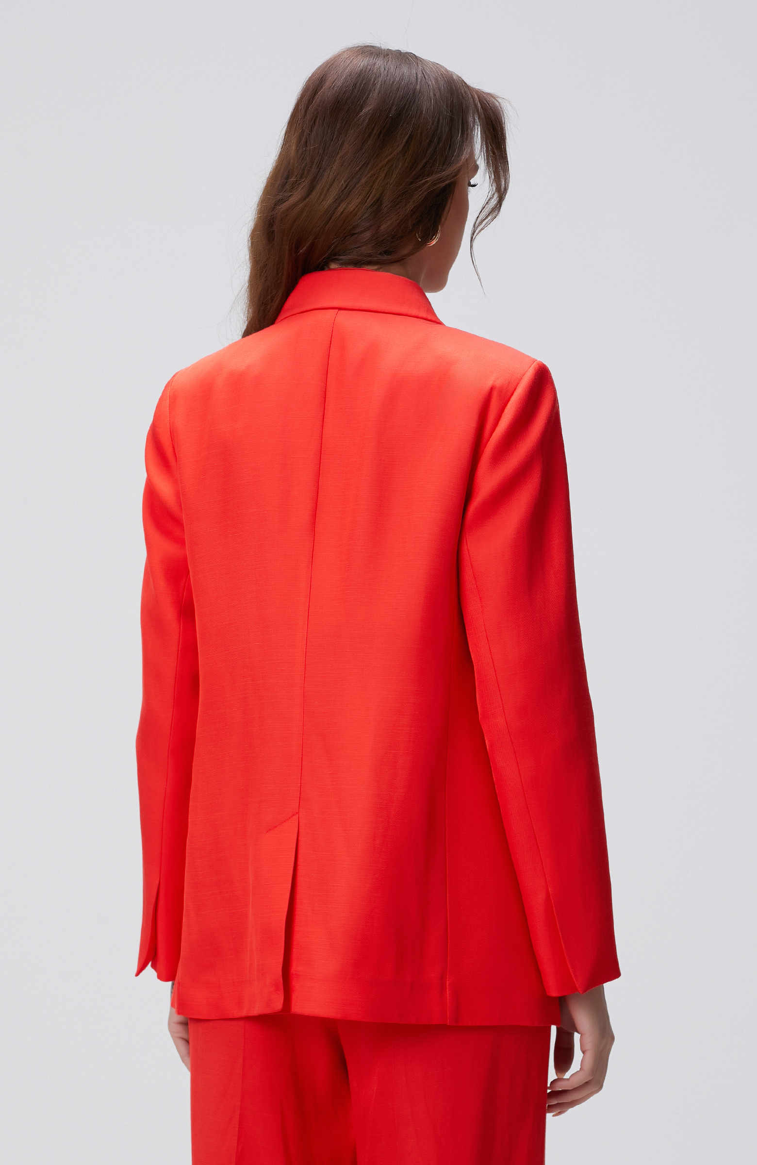 Kırmızı Keten Blazer Ceket