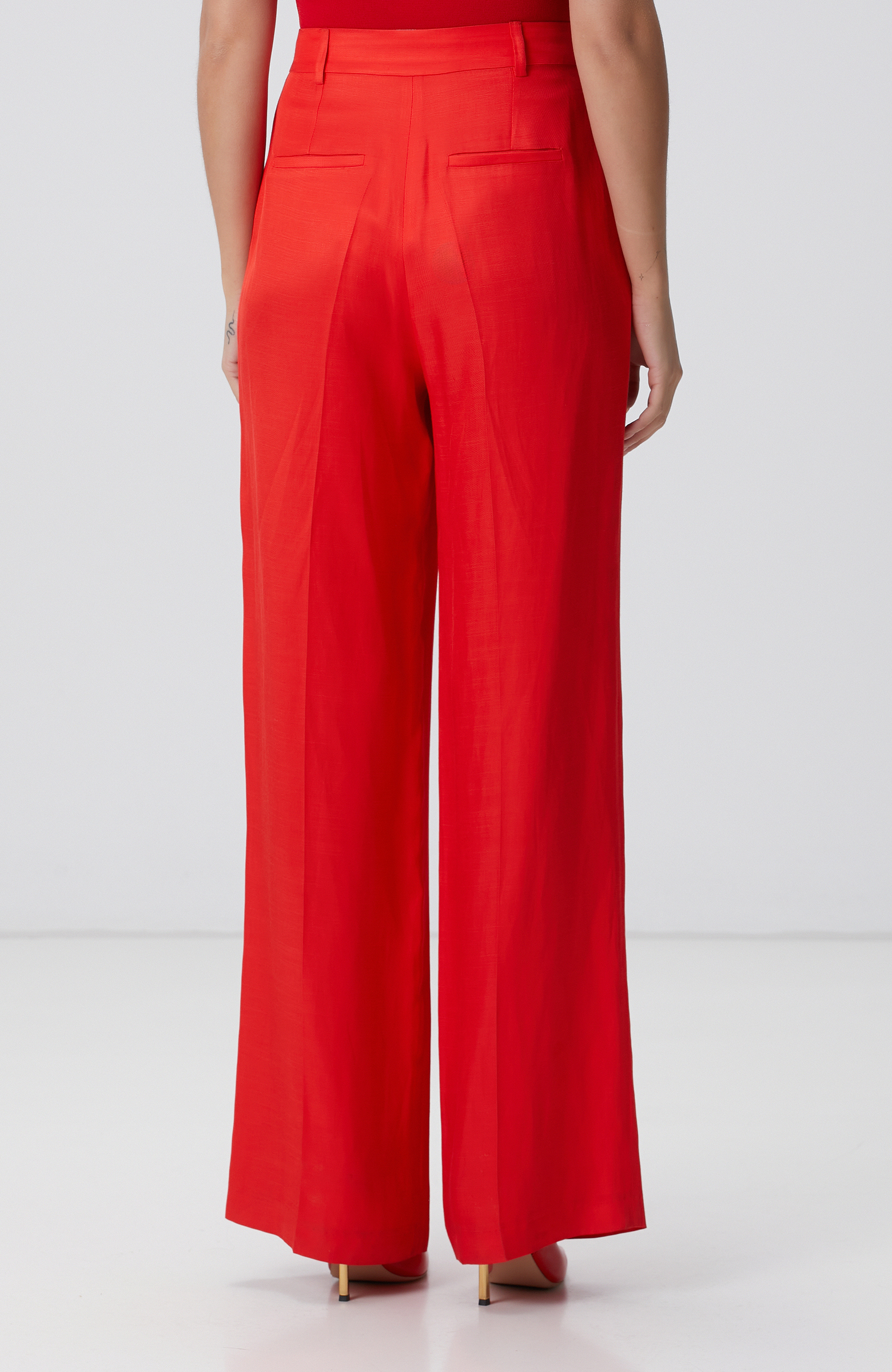 Kırmızı Keten Pantolon