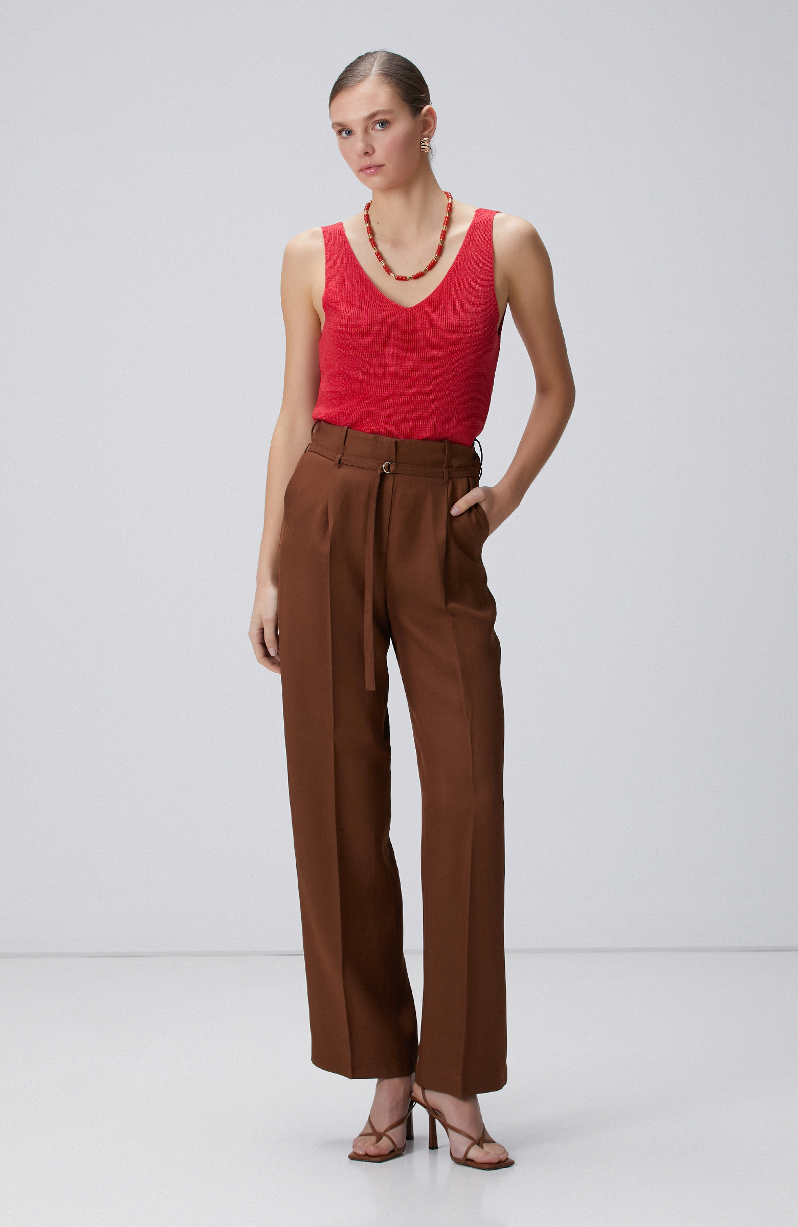 Tarçın Keten Karışımlı Pantolon