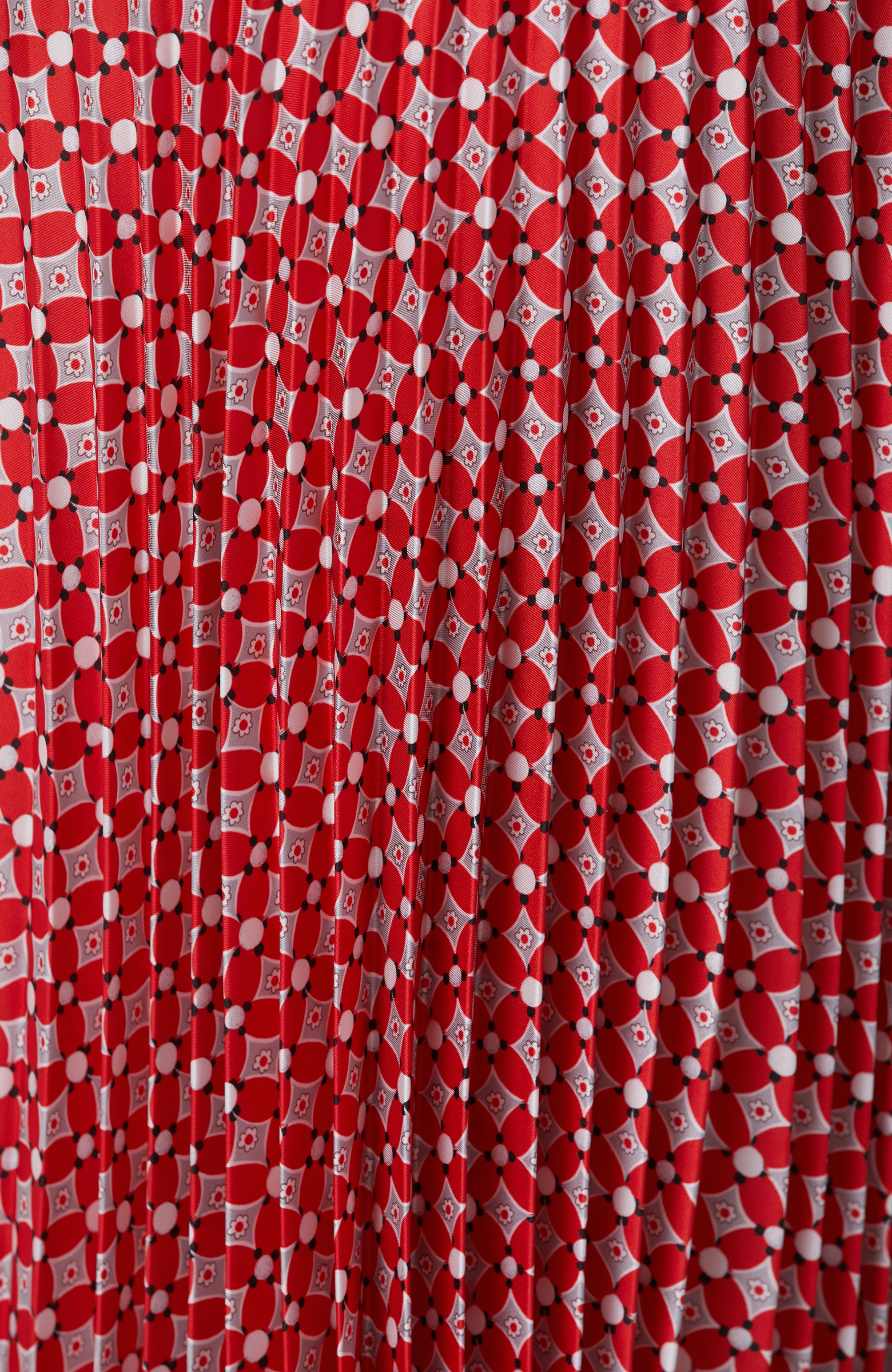 Kırmızı Desenli Midi Etek