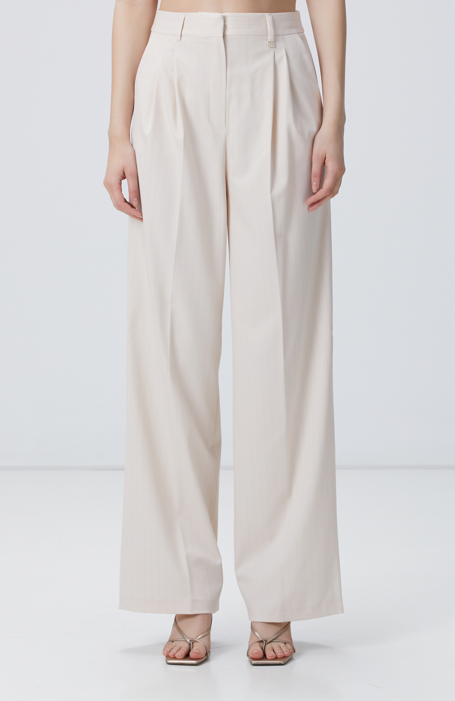 Bej Çizgili Pantolon