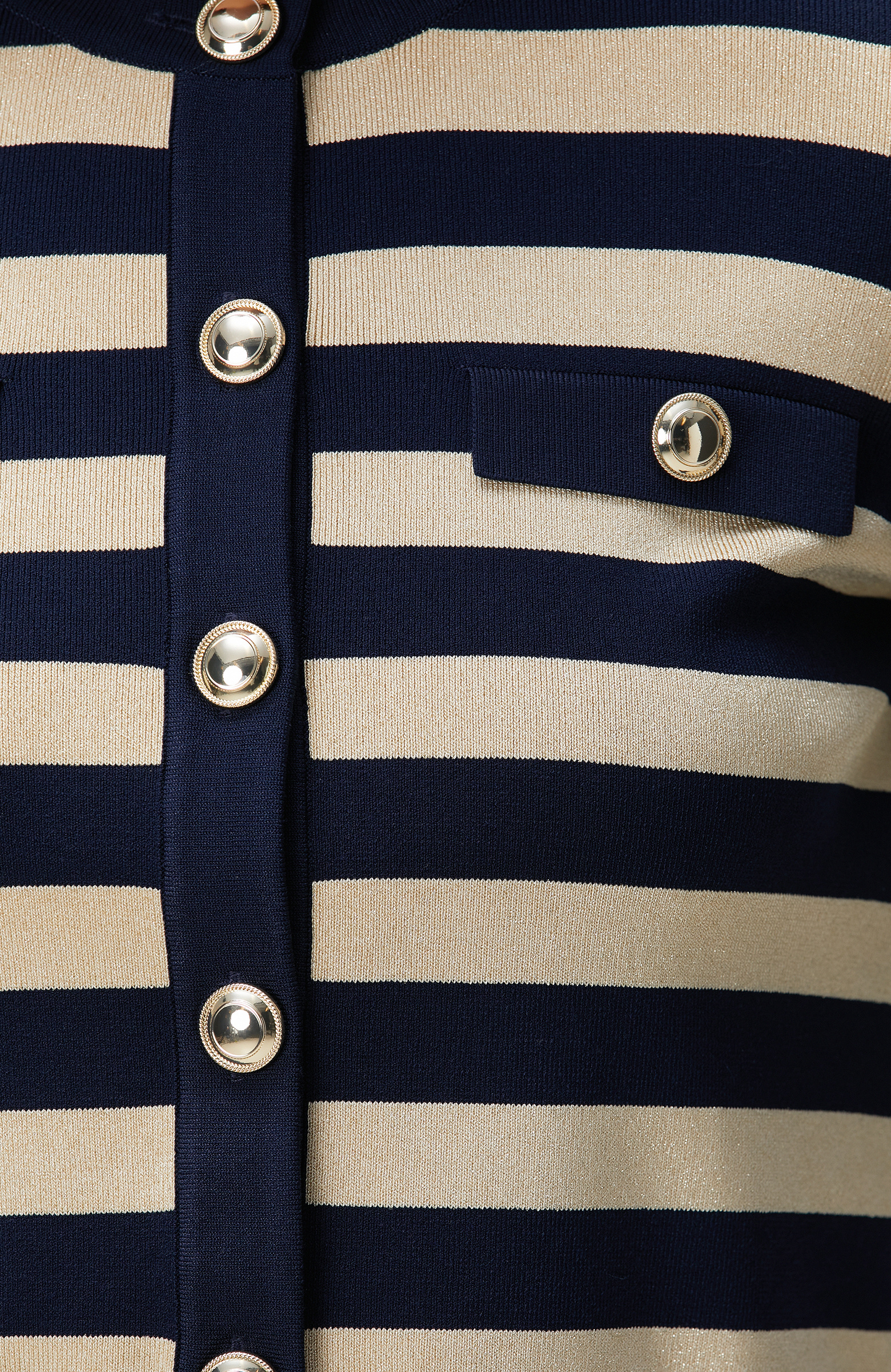 Lacivert Gold Çizgili Triko Ceket