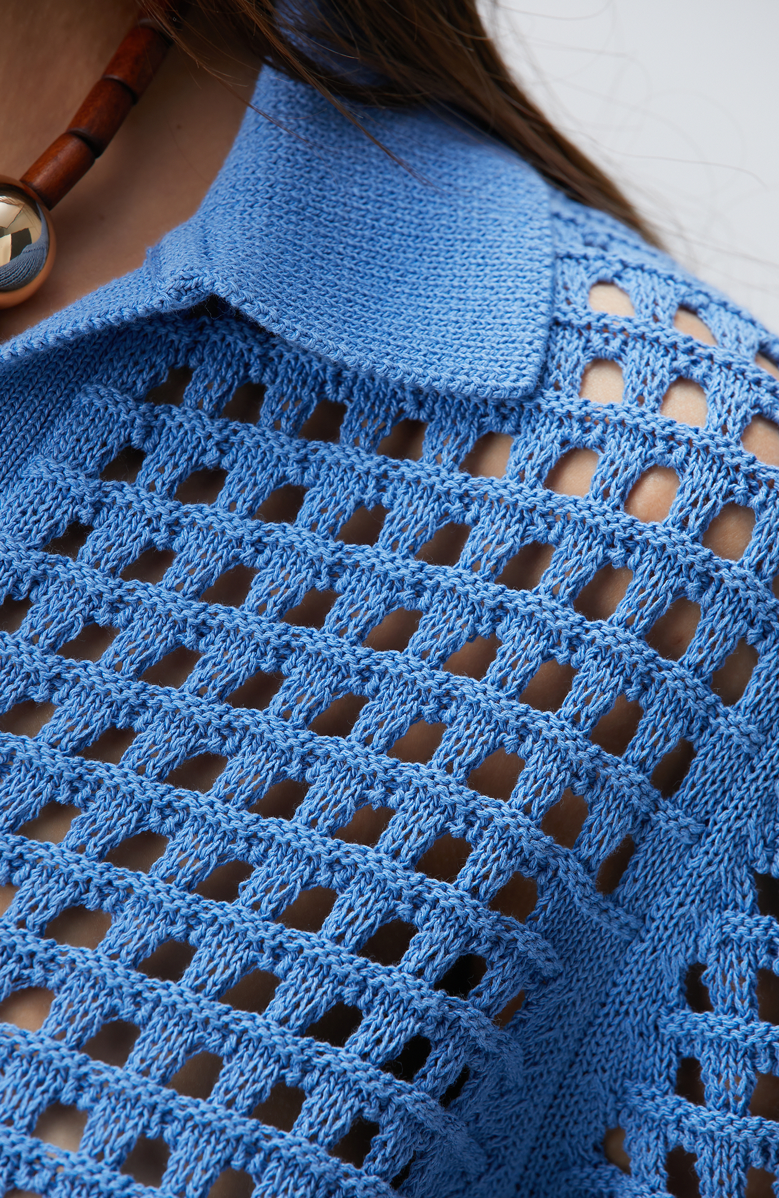 Mavi Ajurlu Triko Kazak