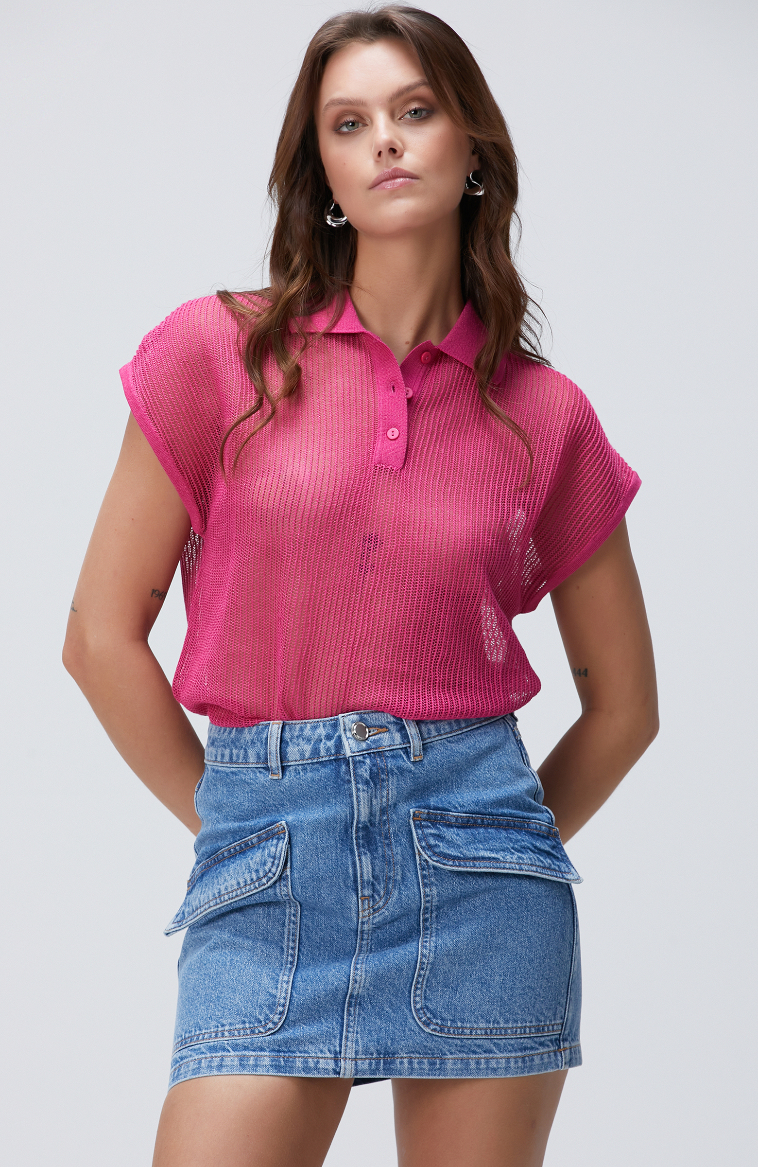 Pembe Polo Yaka Triko