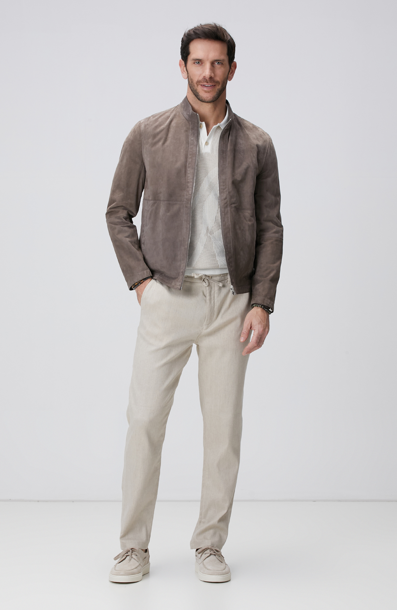 Açık Bej Keten Karışımlı Casual Pantolon