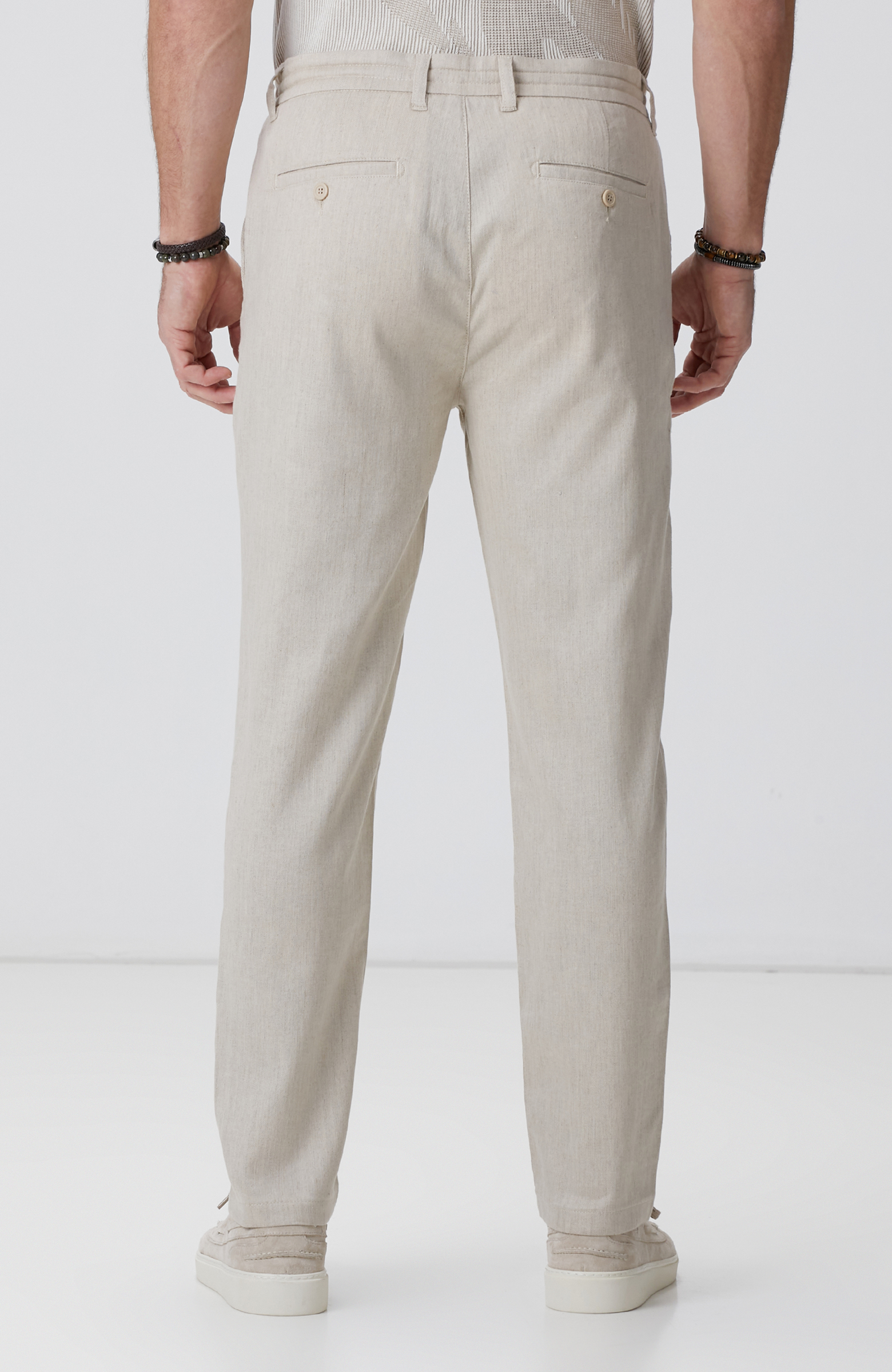 Açık Bej Keten Karışımlı Casual Pantolon