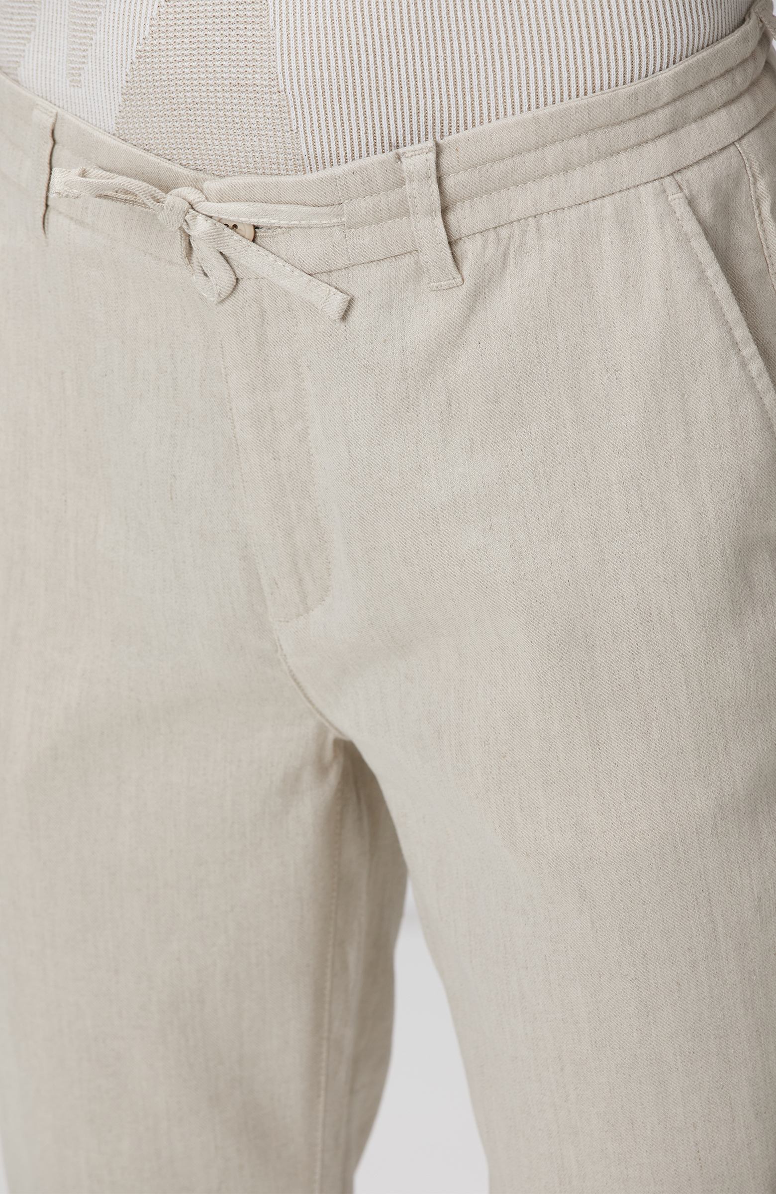 Açık Bej Keten Karışımlı Casual Pantolon