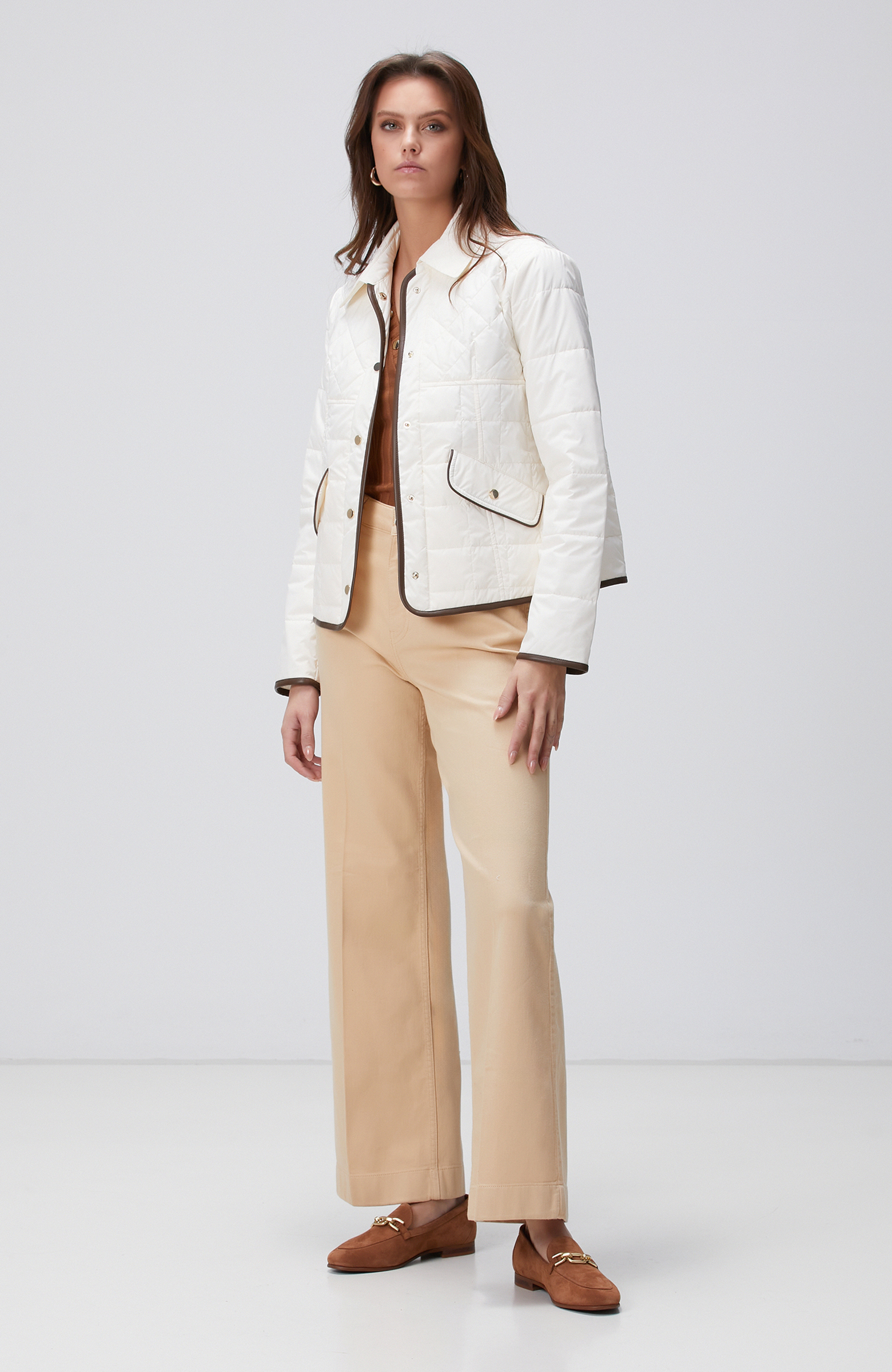 Kırık Beyaz Kapitoneli Mont