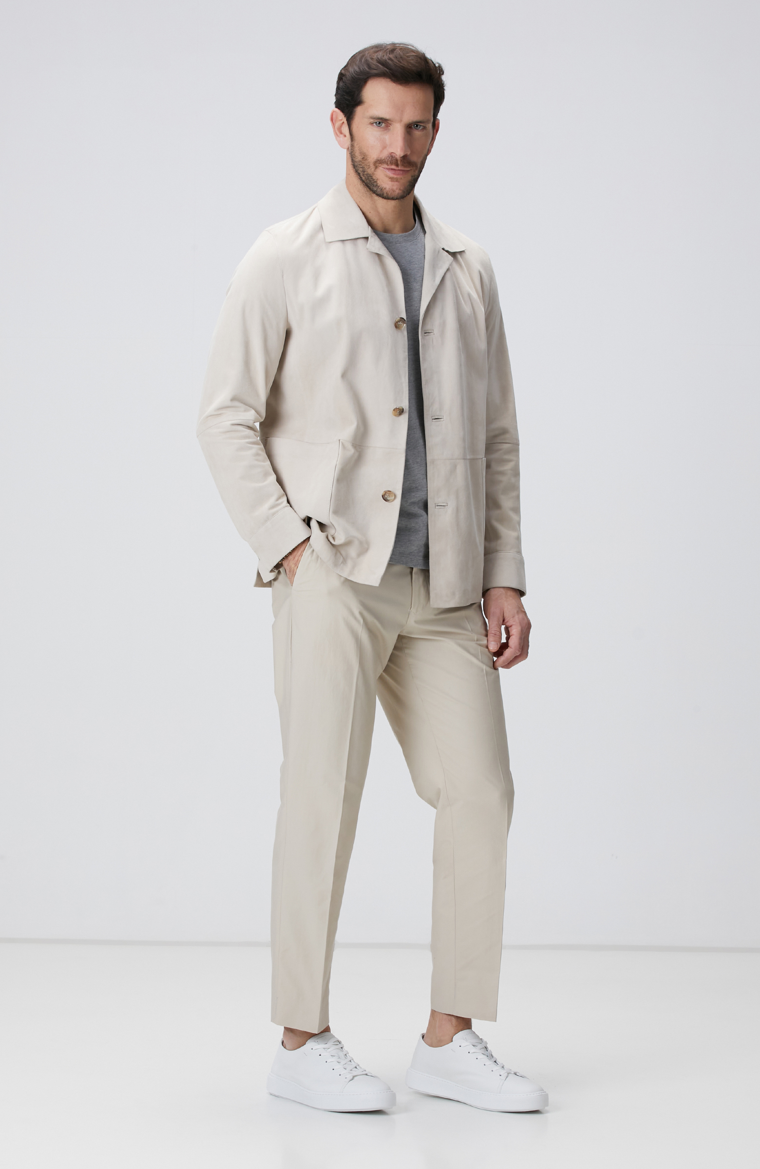 Kırık Beyaz Deri Ceket