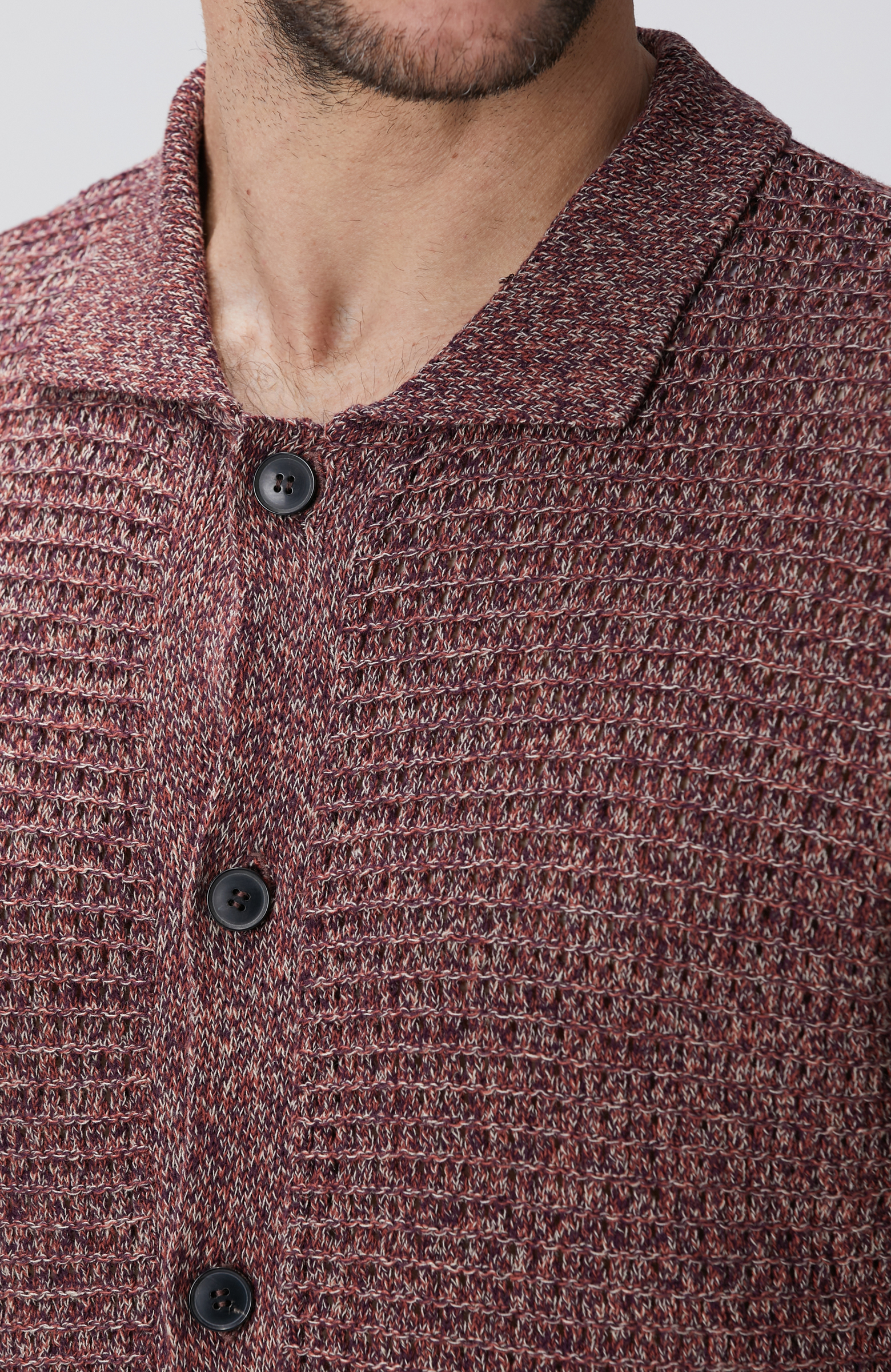 Bordo Keten Karışımlı Triko Hırka