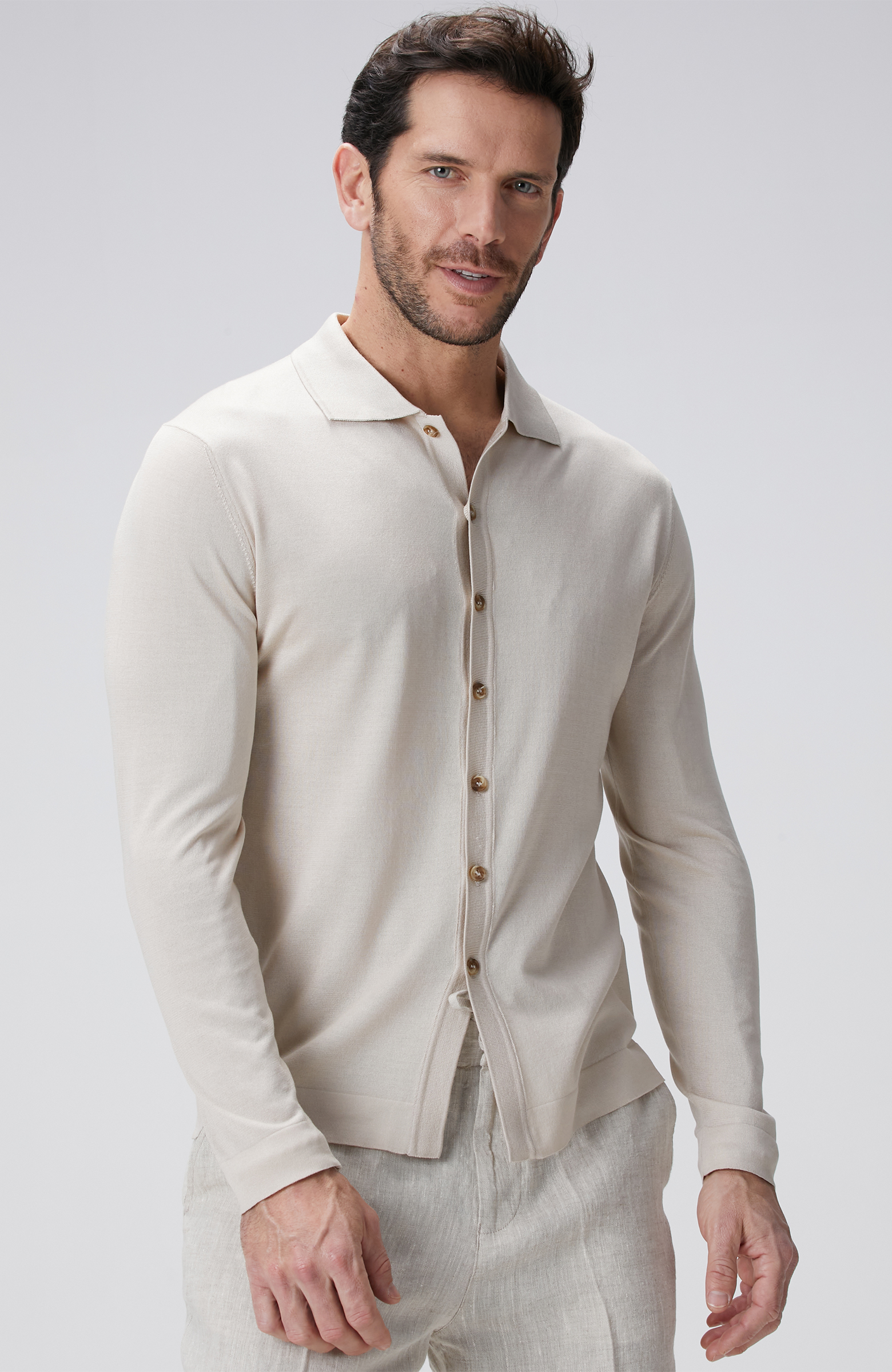 Limited Bej İpek Karışımlı Triko Gömlek