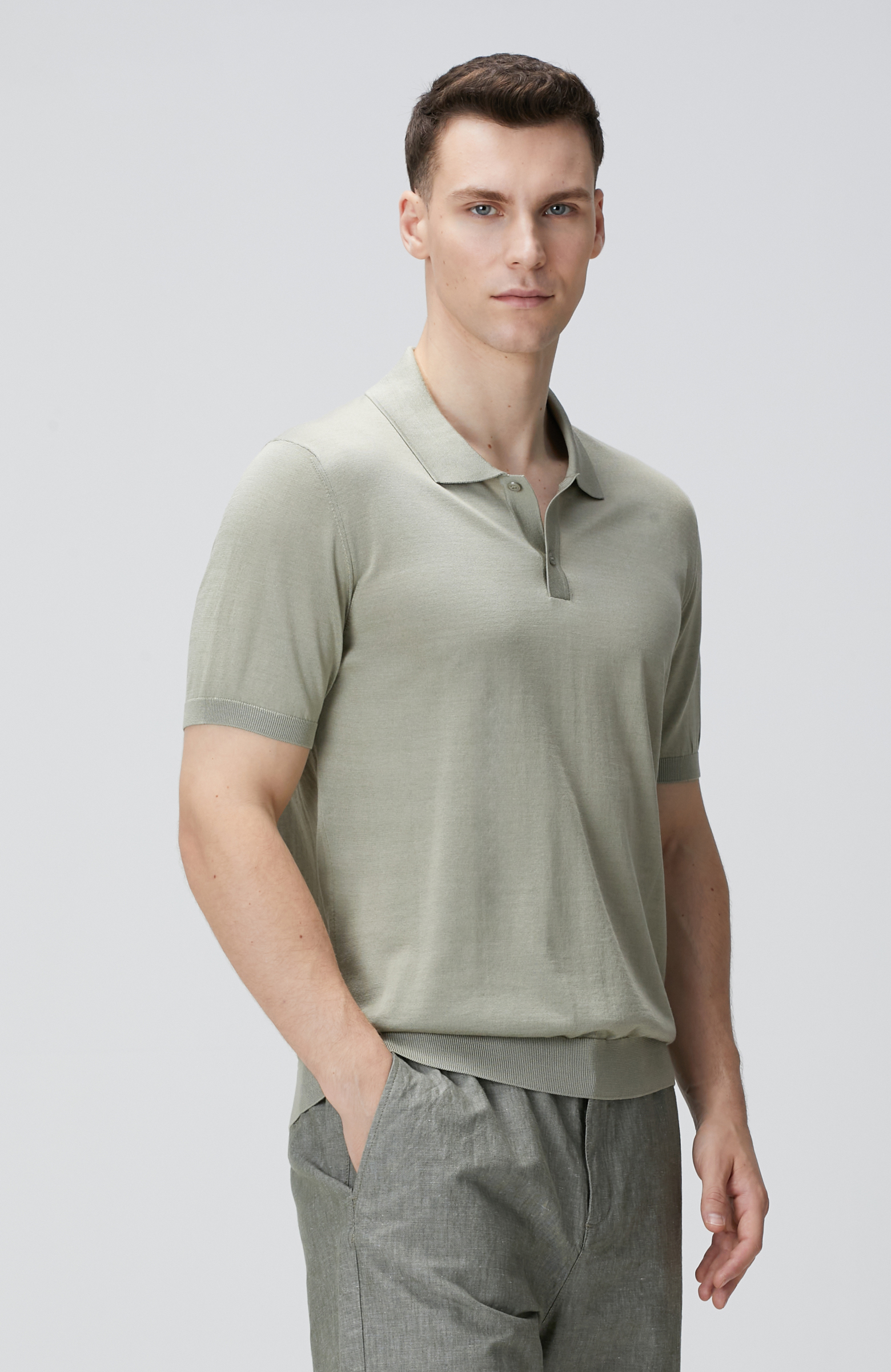 Limited Haki İpek Karışımlı Triko Kazak