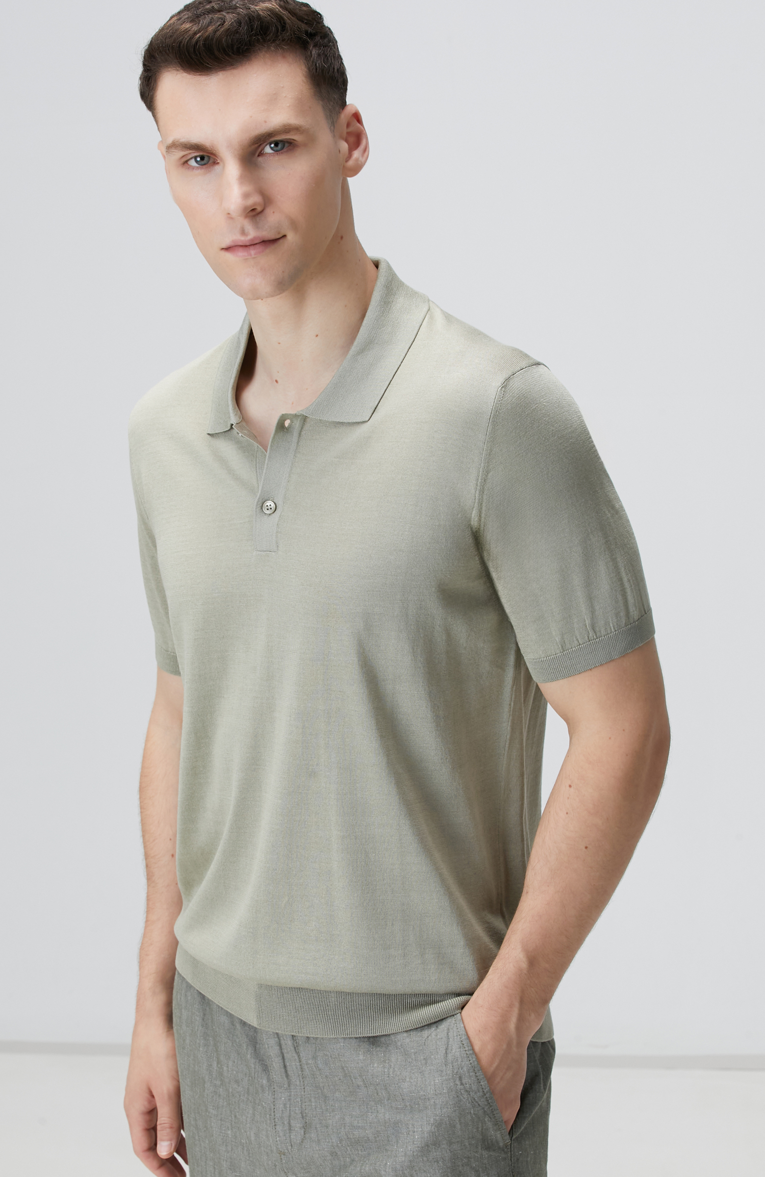 Limited Haki İpek Karışımlı Triko Kazak