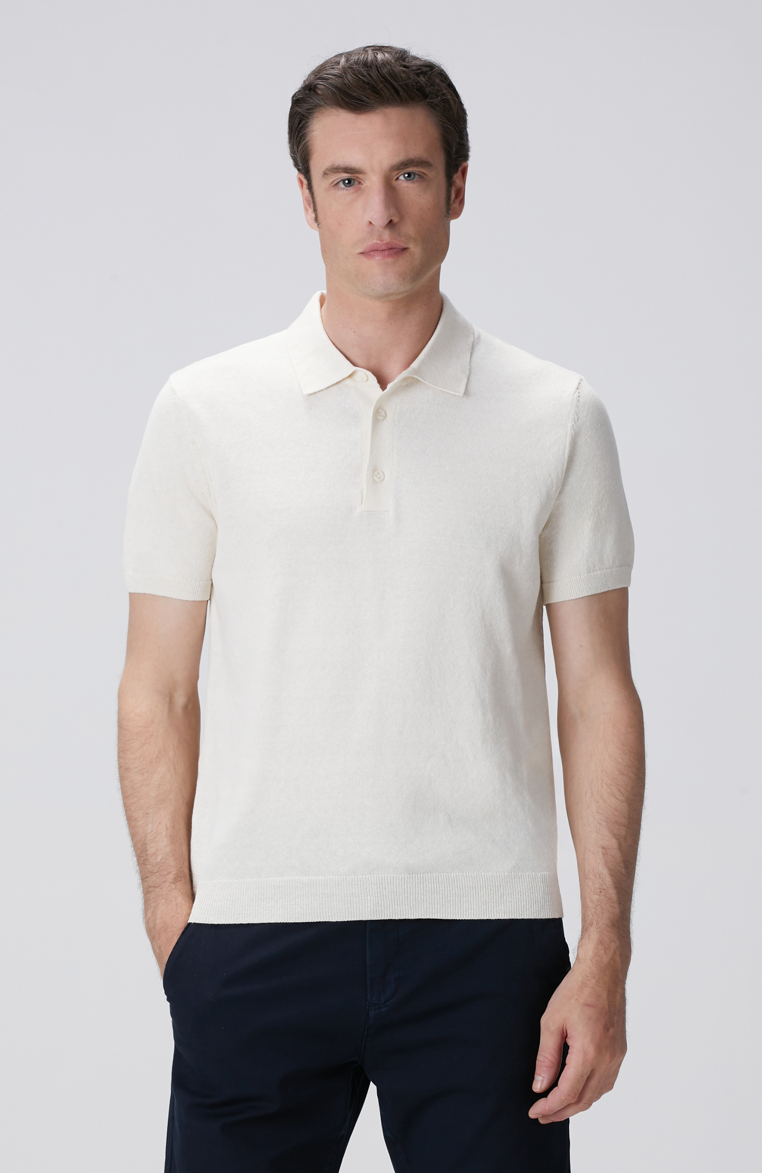 Kırık Beyaz Keten Karışımlı Kazak