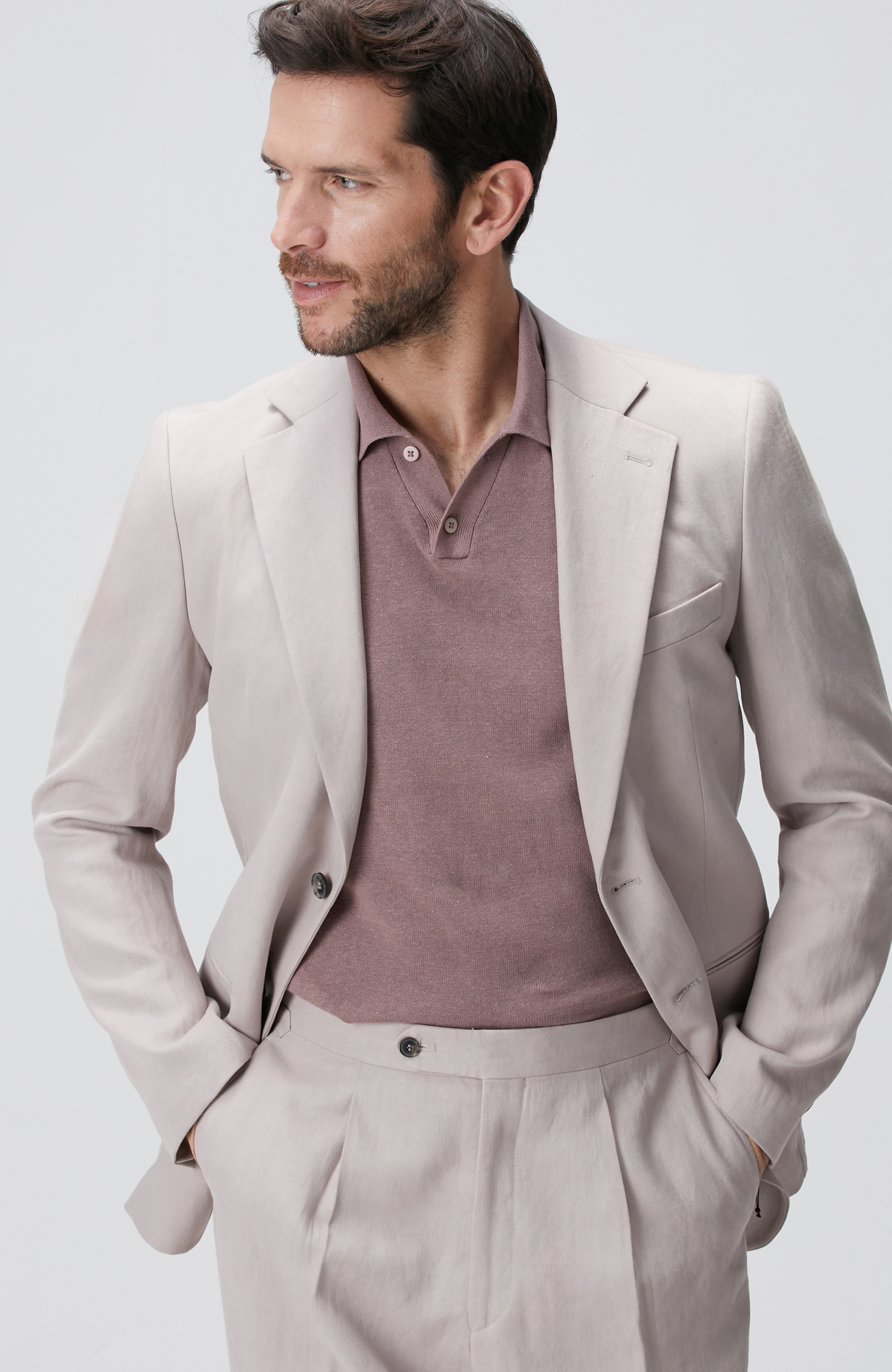 Pudra Keten Takım Elbise