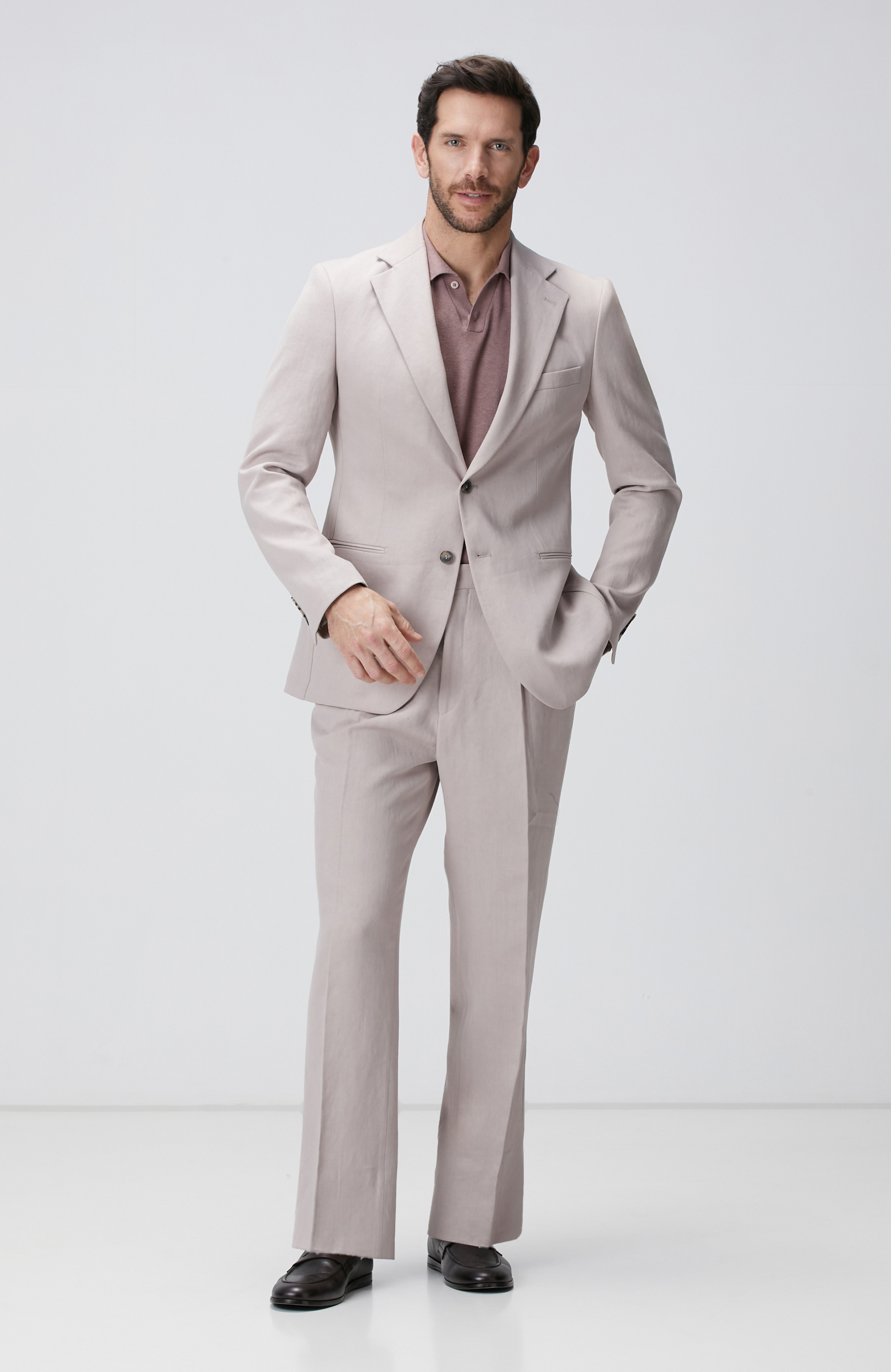 Pudra Keten Takım Elbise